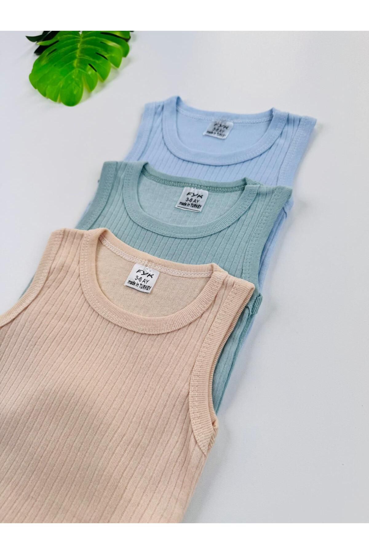 EFU BABY 3lü Unisex Fitilli Askılı Bebek Atlet Body Zıbın fotoğrafı 5 (önizleme)