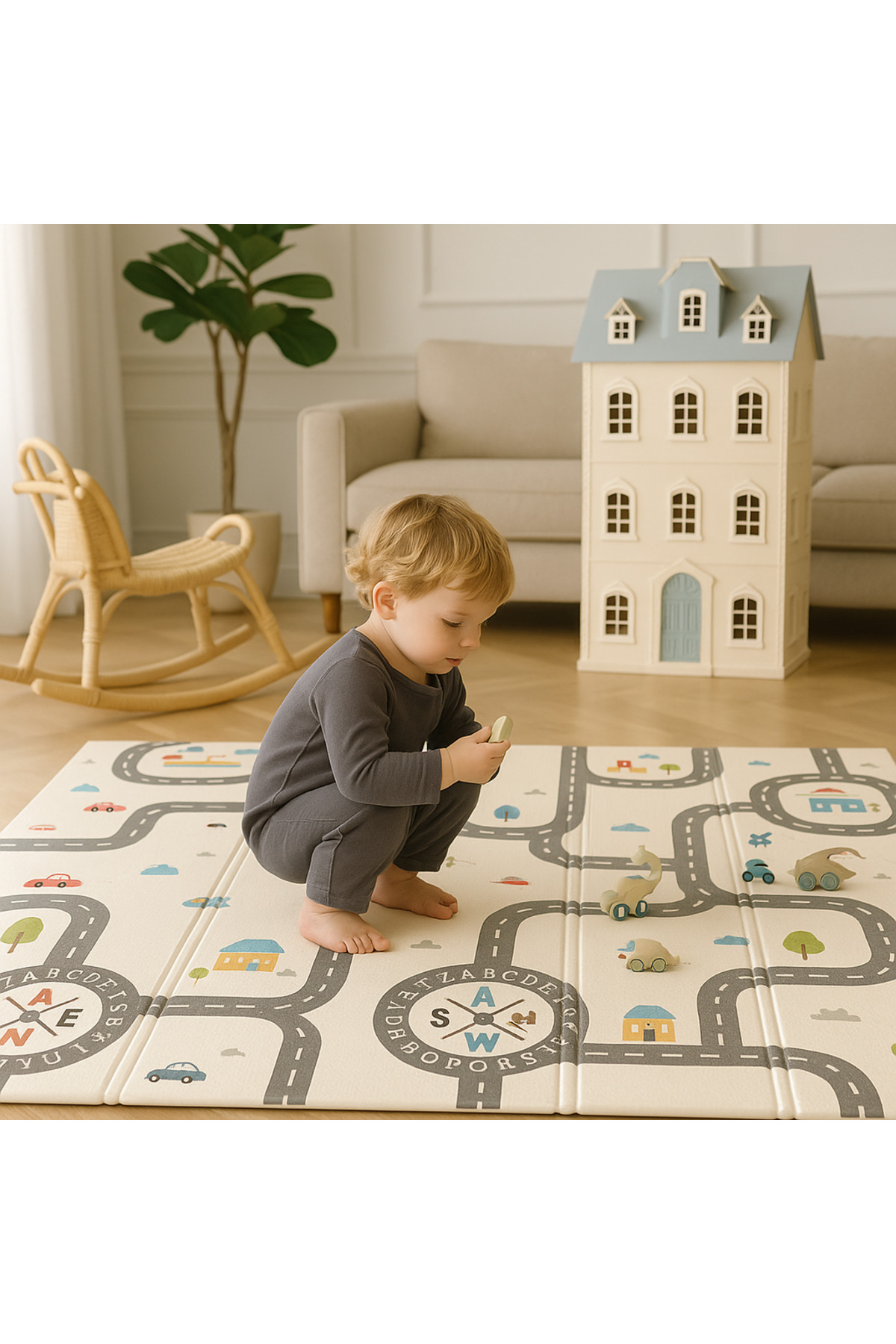 Urrenn Premium Dizayn Katlanabilir Çocuk Bebek Oyun Matı Aktivite Halısı 2026 Yeni - 200x130x1cm fotoğrafı 2 (önizleme)