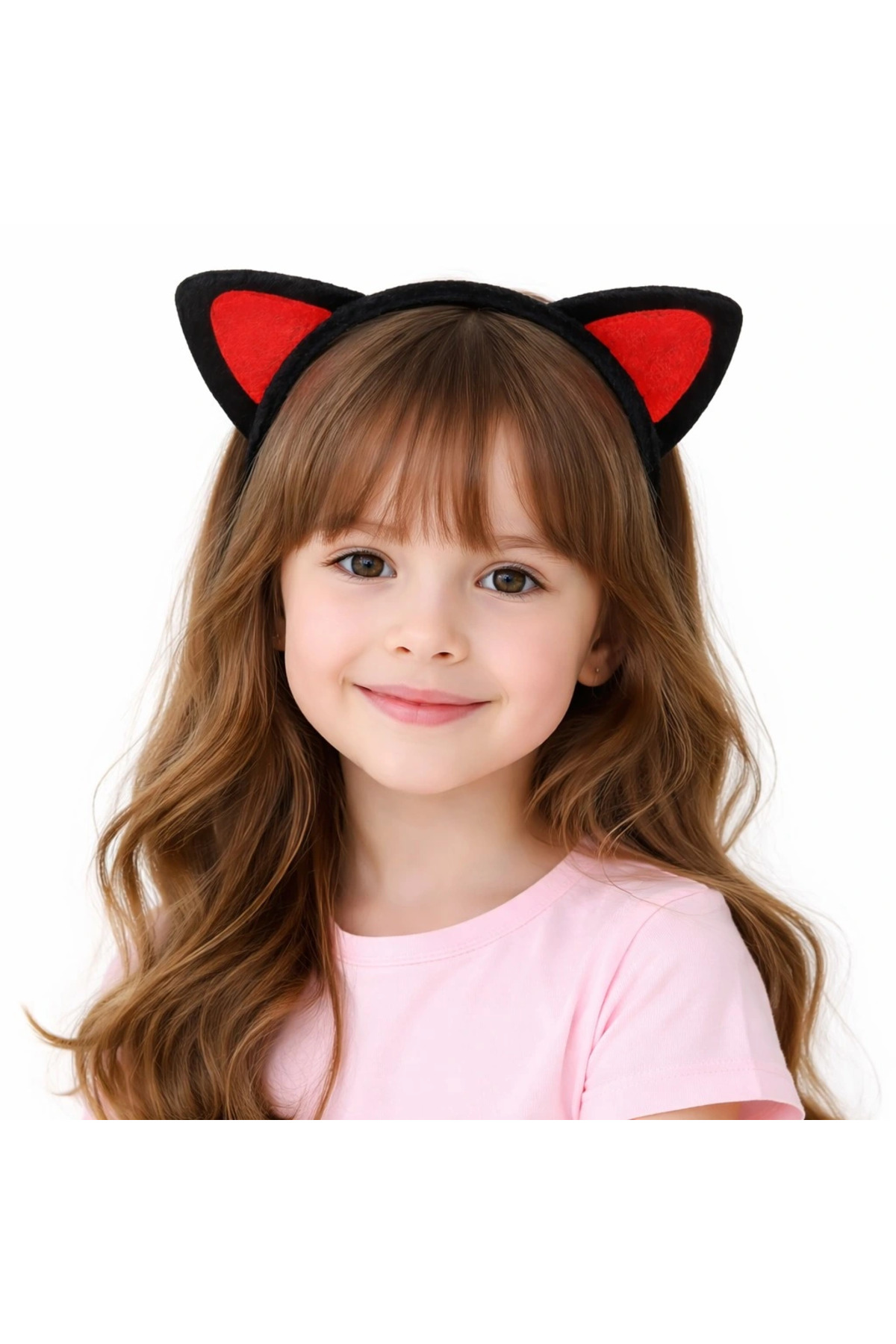 LTG Nova Peluş Kedi Kulak Taç Kırmızı Siyah – Çocuk Parti & Kostüm Tacı