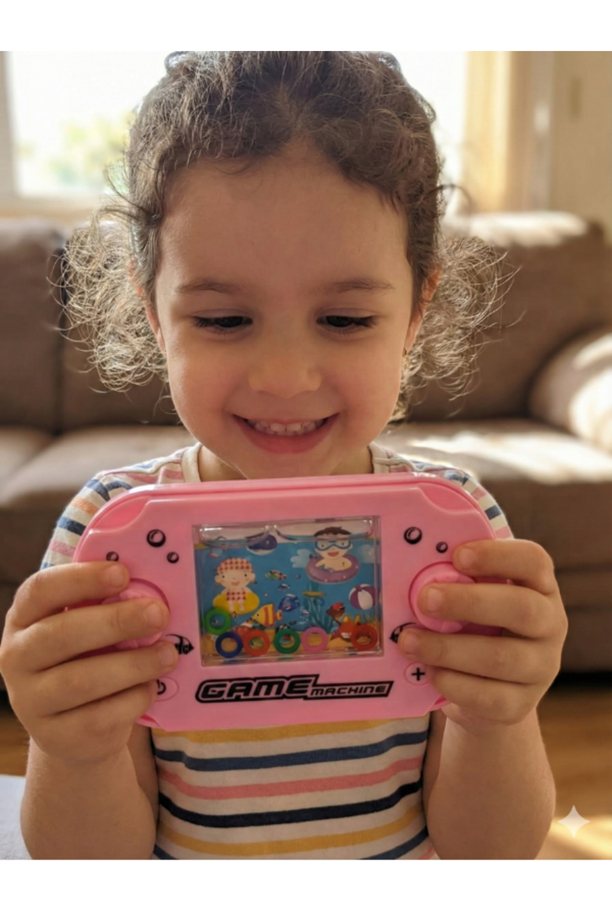 بازی حلقهای صورتی نوستالژیک عبور از آب – اسباببازی هوشمندانه کودکان با طراحی تتریس آرکید