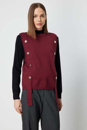 ON Süs Düğmeli Sıfır Yaka Süveter