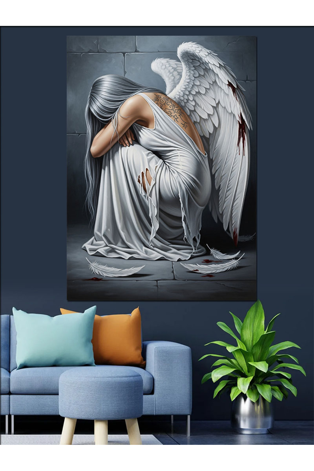 Ağlayan Melek Yüksek kaliteli yağlı boya dokulu Kanvas Canvas Tablo kanvas tablo canvas tablo duvar
