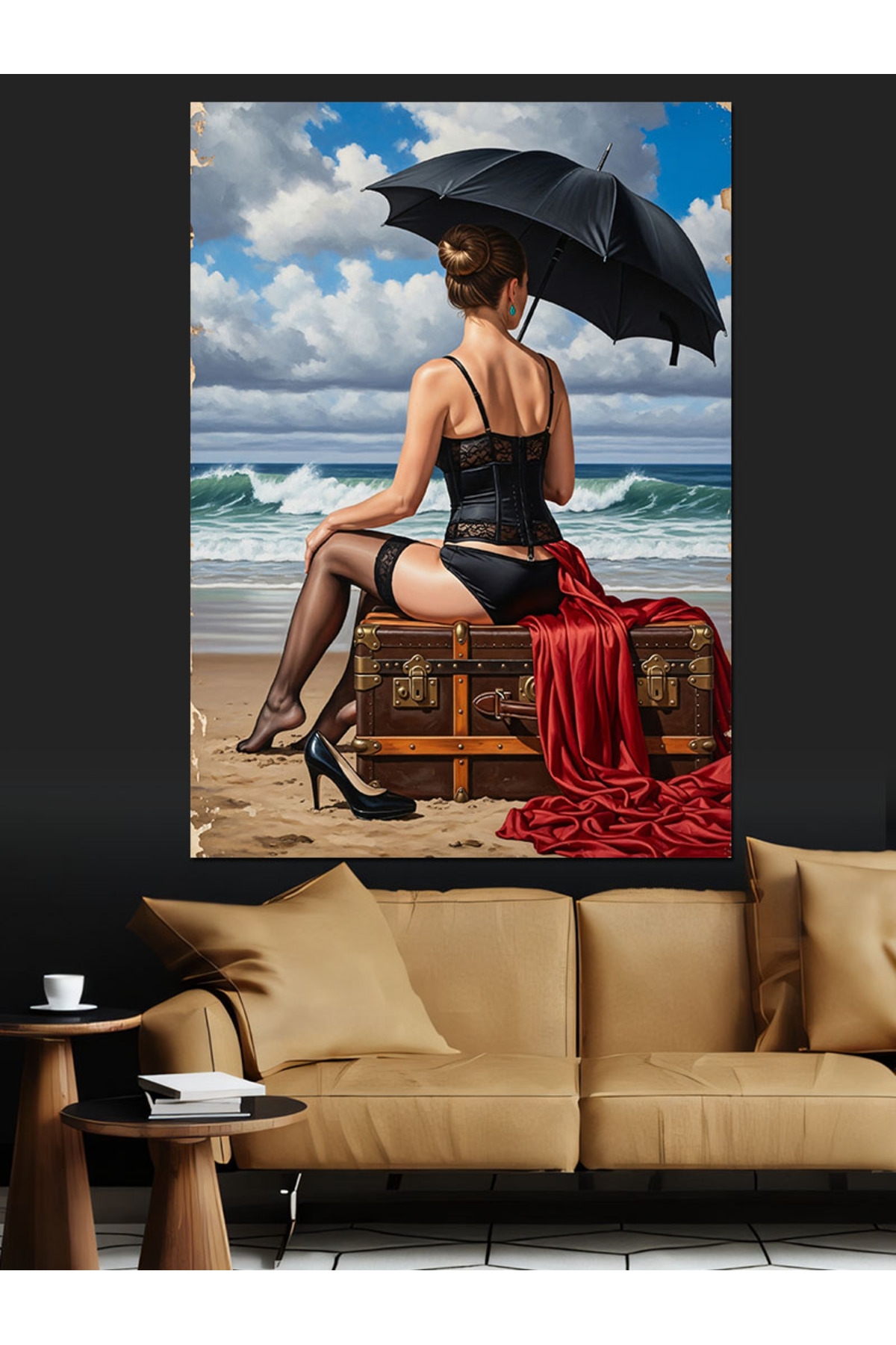 Şemsiyeli Kadın Yüksek kaliteli yağlı boya dokulu Kanvas Canvas Tablo kanvas tablo canvas tablo duv