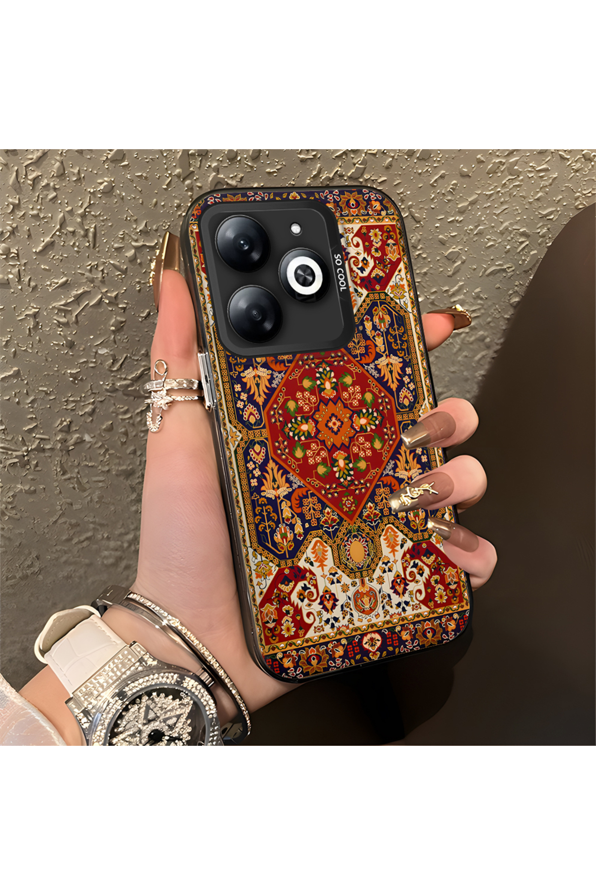 Infinix Hot 40i Compatible Case Anti Fall Phone Case Vintage Carpet Pattern