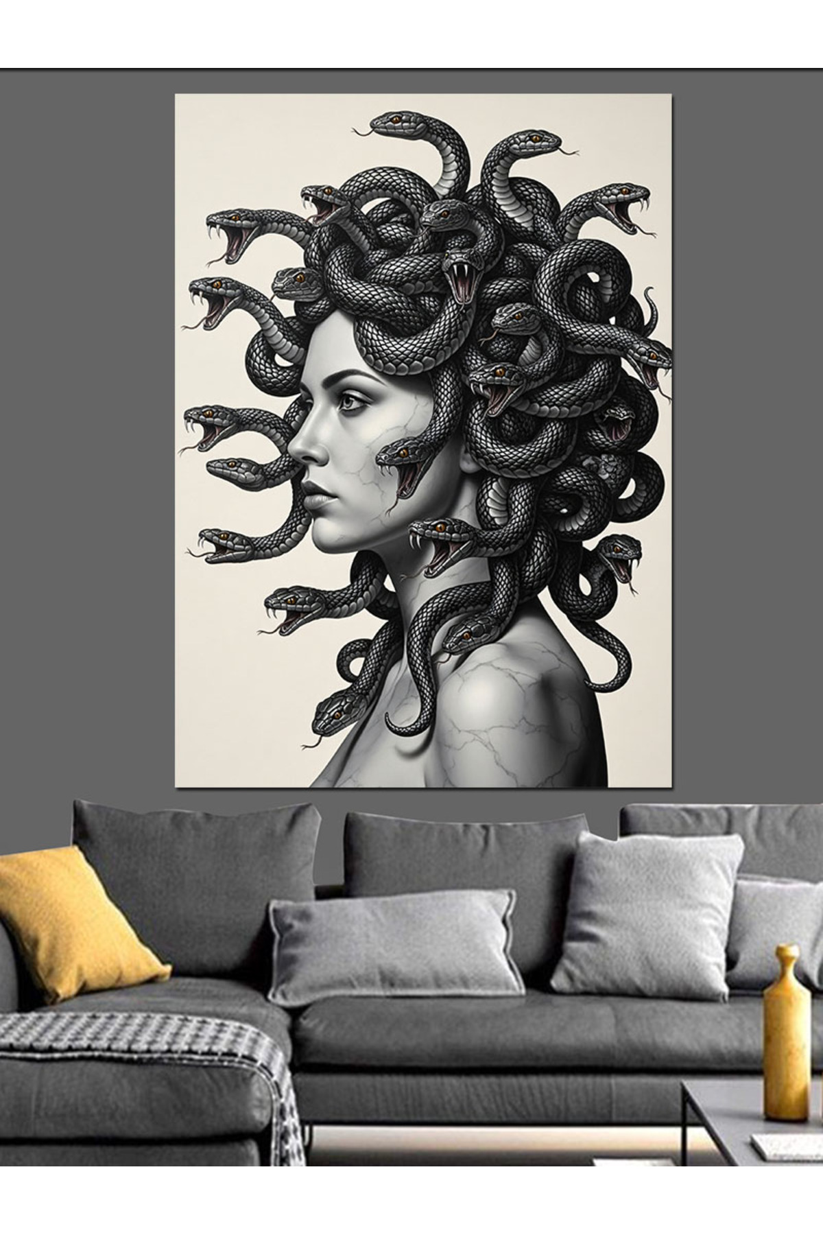 Yılan Saçlı Medusa Yüksek kaliteli yağlı boya dokulu Kanvas Canvas Tablo kanvas tablo canvas tablo
