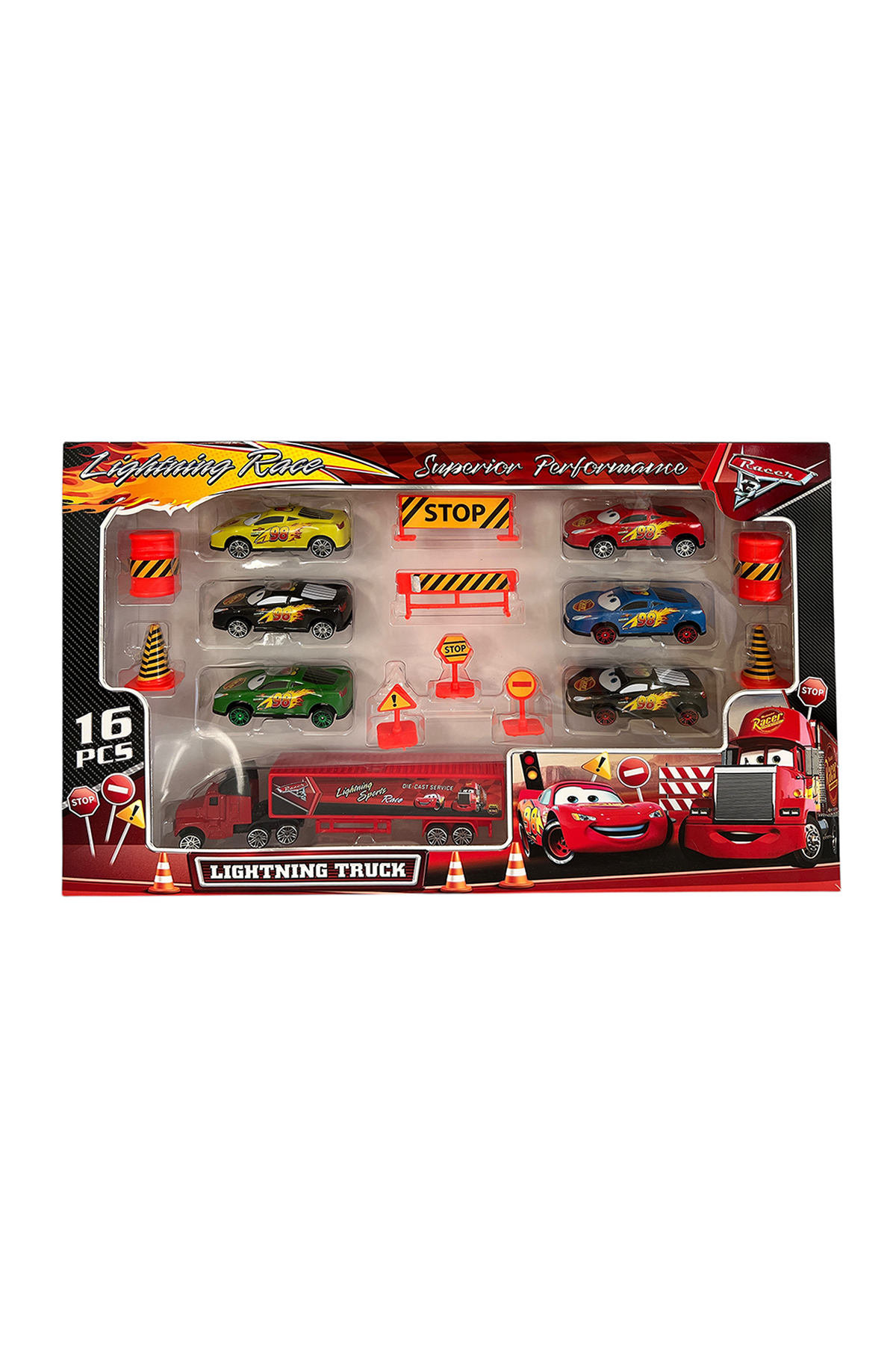 UDATOYS Cars Arabalar Mcqueen Tır Mack Trafik Kural İkaz