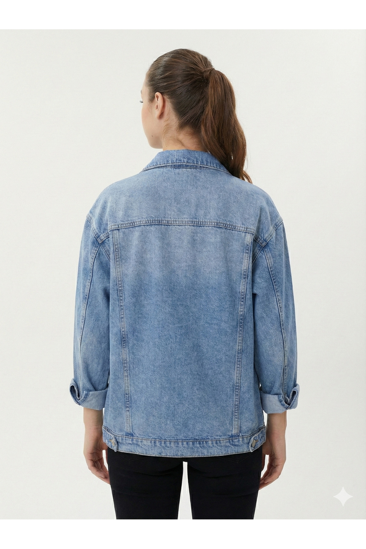 Twister Jeans  BC J68-01 Dark Blue Oversize Kadın Kot Ceket Açık Mavi - Görsel 3