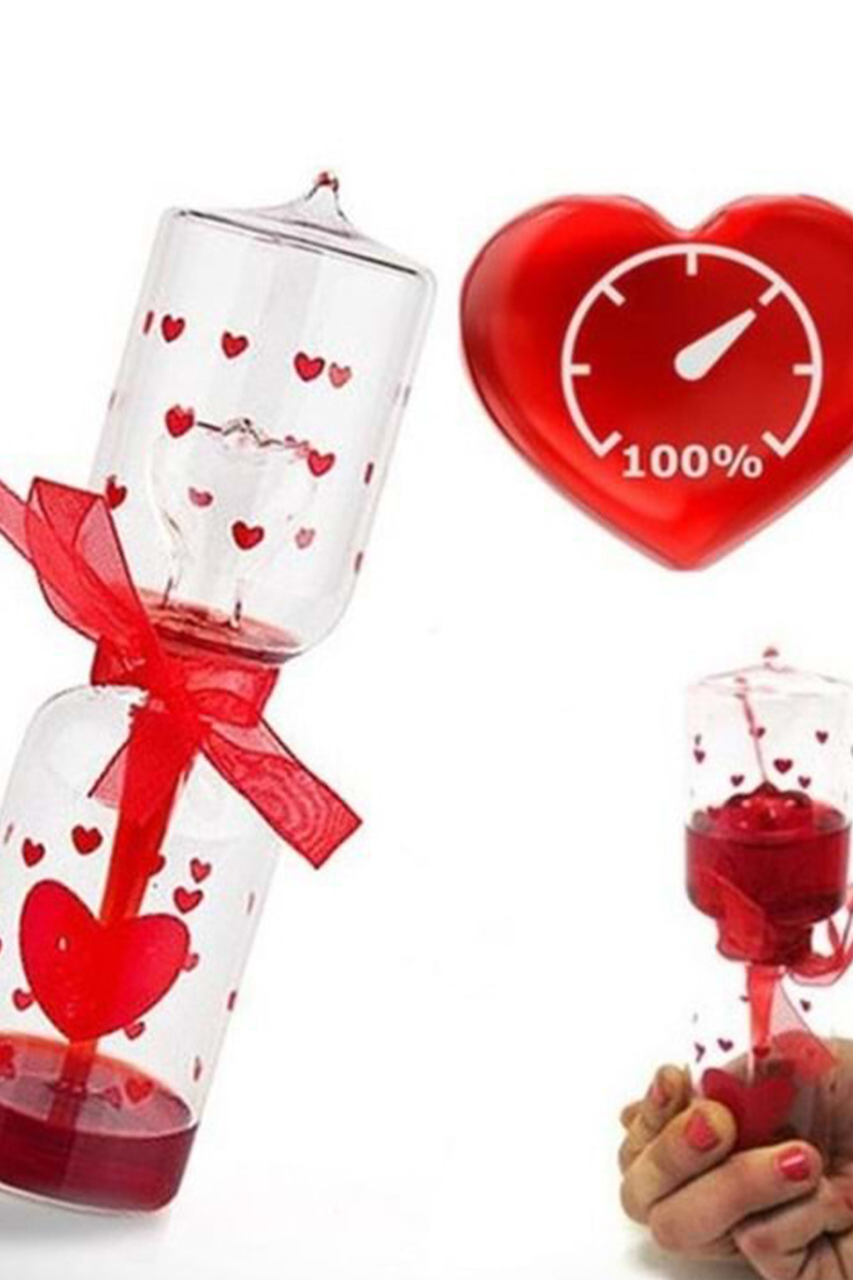 CİYU TİCARET Aşk Ölçer Kum Saati Sevgiliye Hediyelik Aşk Ölçer El Isısı İle Yükselen Aşk Ölçer