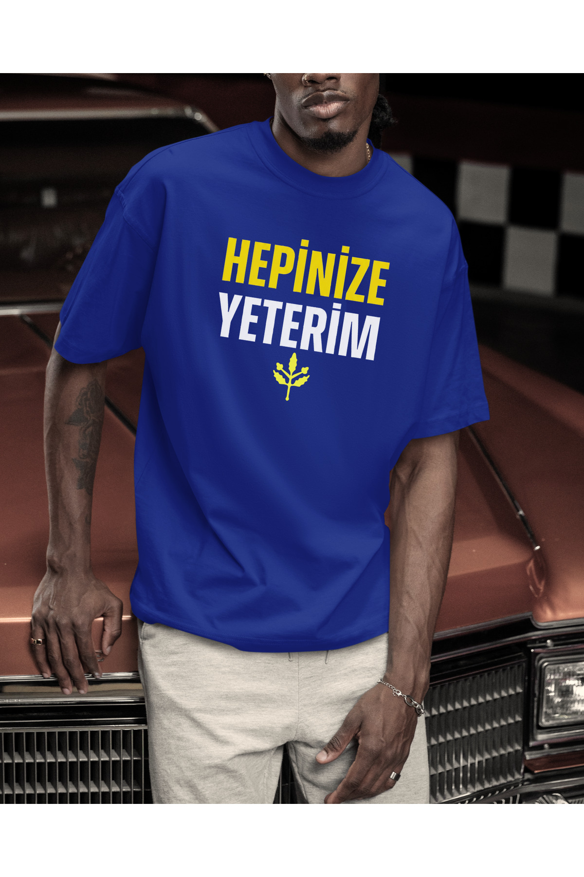 Elvellon  Oversize, Unisex Hepinize Yeterim Fener Tişört - Görsel 3