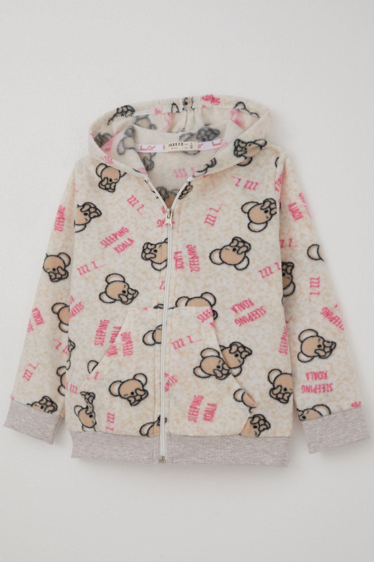 Breeze Kız Bebek Hırka Sevimli Uykucu Koala Desenli 9 Ay-3 Yaş, Bej Melanj fotoğrafı 4 (önizleme)