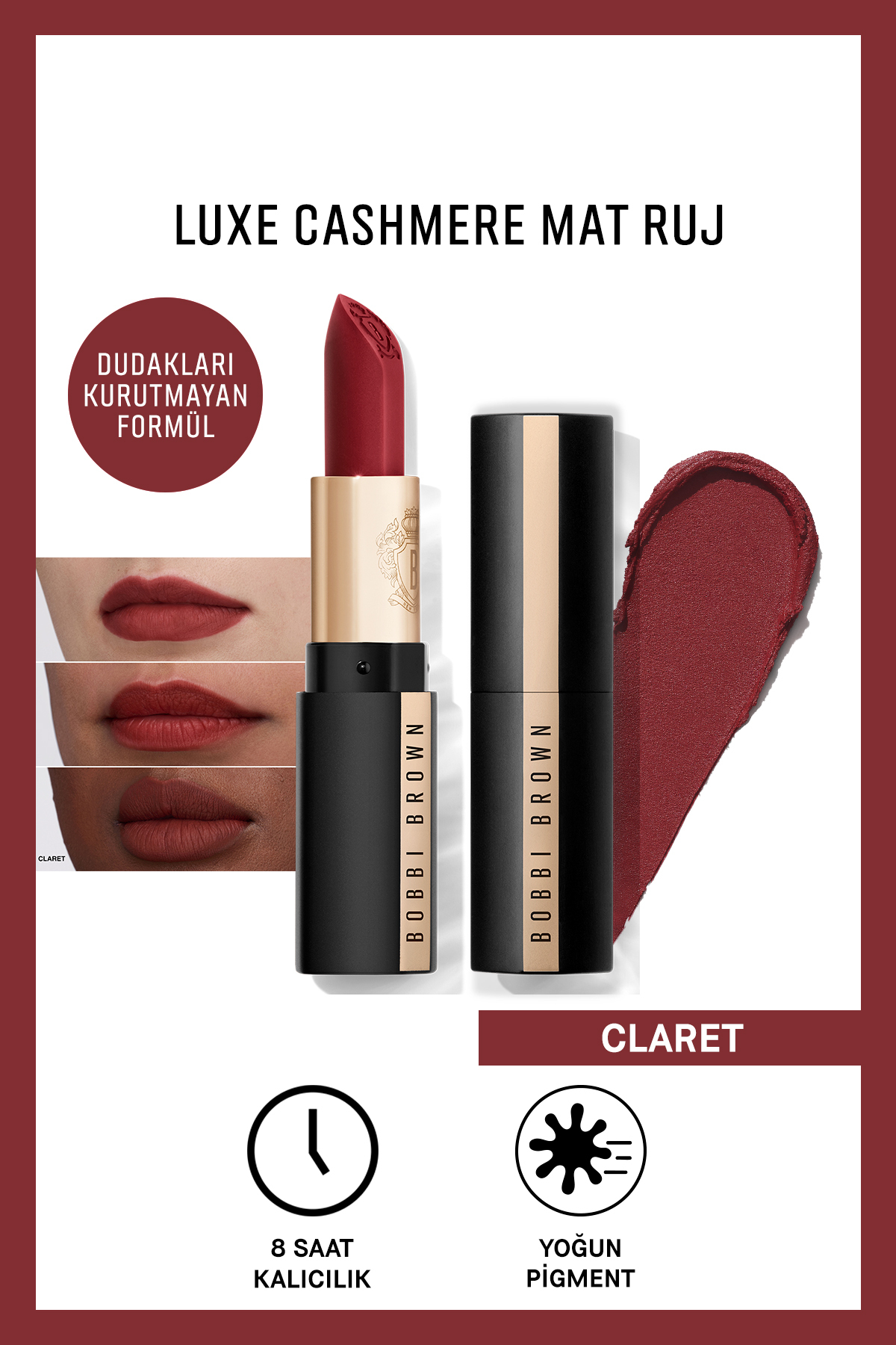 BOBBI BROWN Luxe Cashmere Mat Ruj - Claret