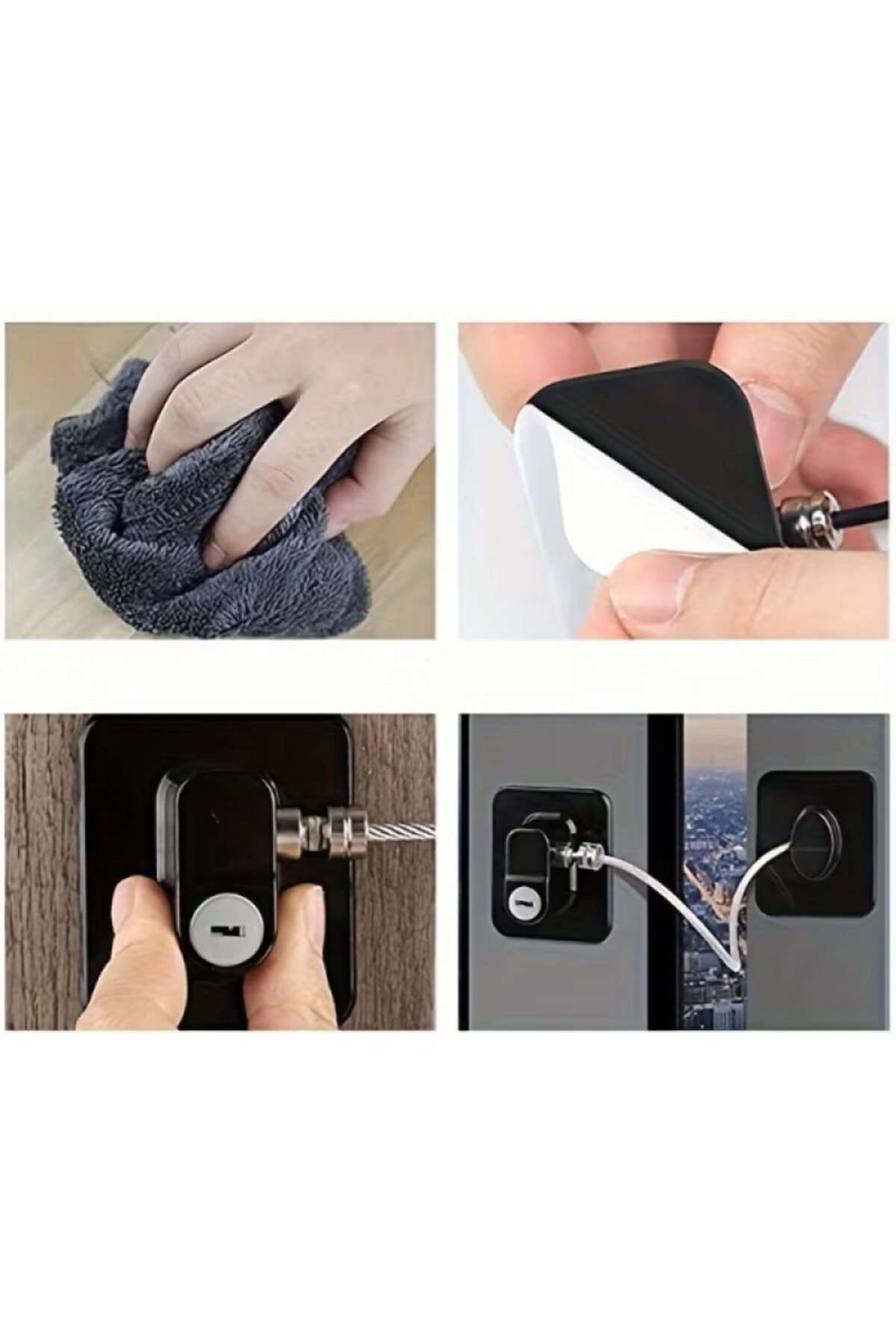 Brentino Siyah Plaka Halatlı Emniyet Kilidi Çocuk Pencere Dolap Kapak Güvenlik 18,8 cm Çelik Kilit Güçlü Mod fotoğrafı 2 (önizleme)