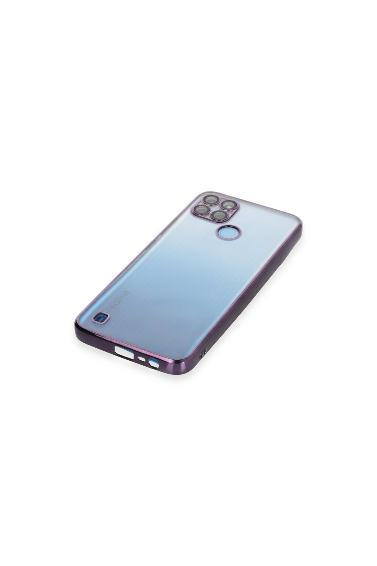 Realme C25Y İçin Uyumlu 3D Kamera Korumalı Şeffaf Tasarım Bumper Kılıf