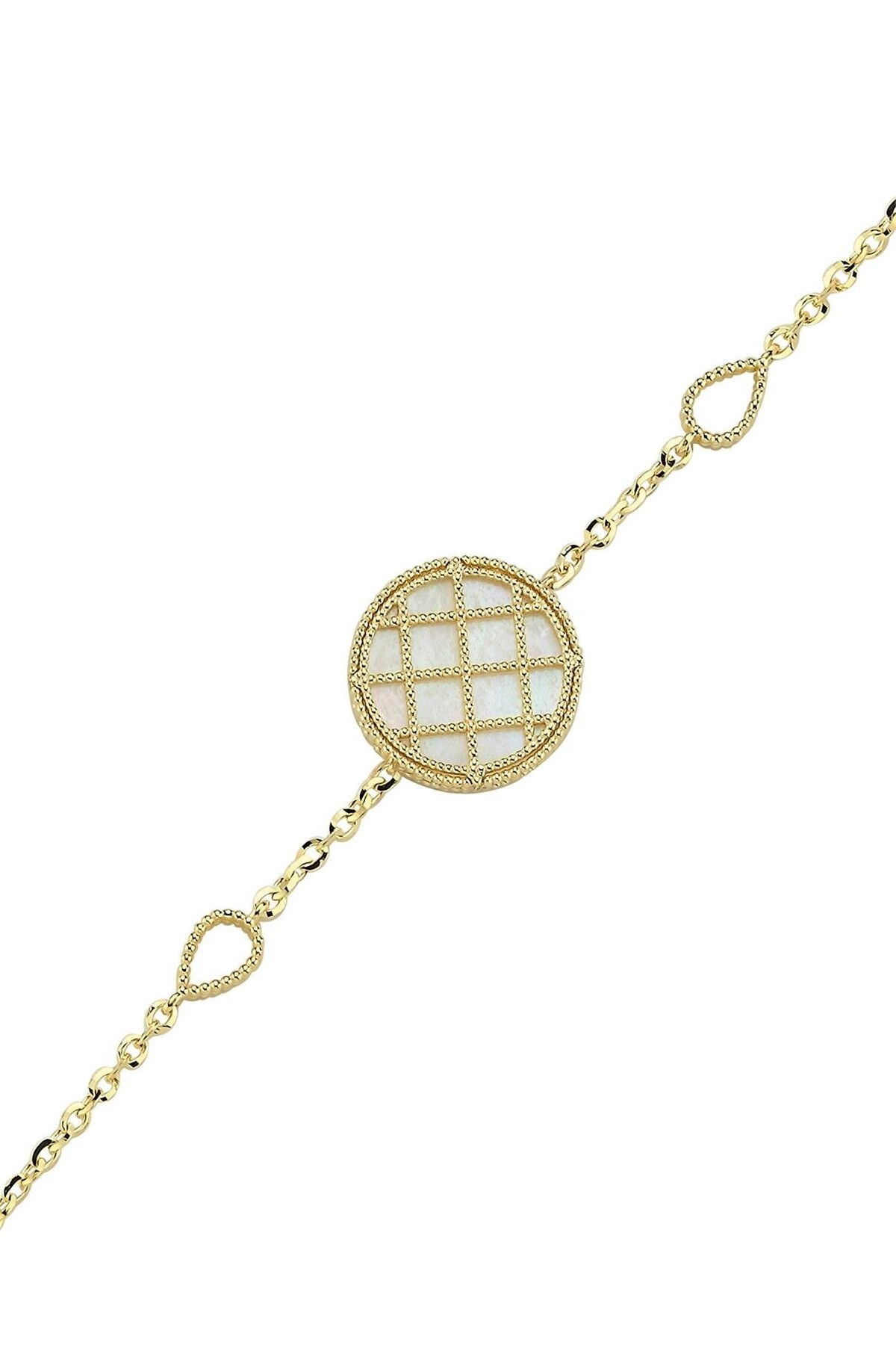 PIRLANT Çift Taraflı Pembe Beyaz Sedefli Altın Bileklik