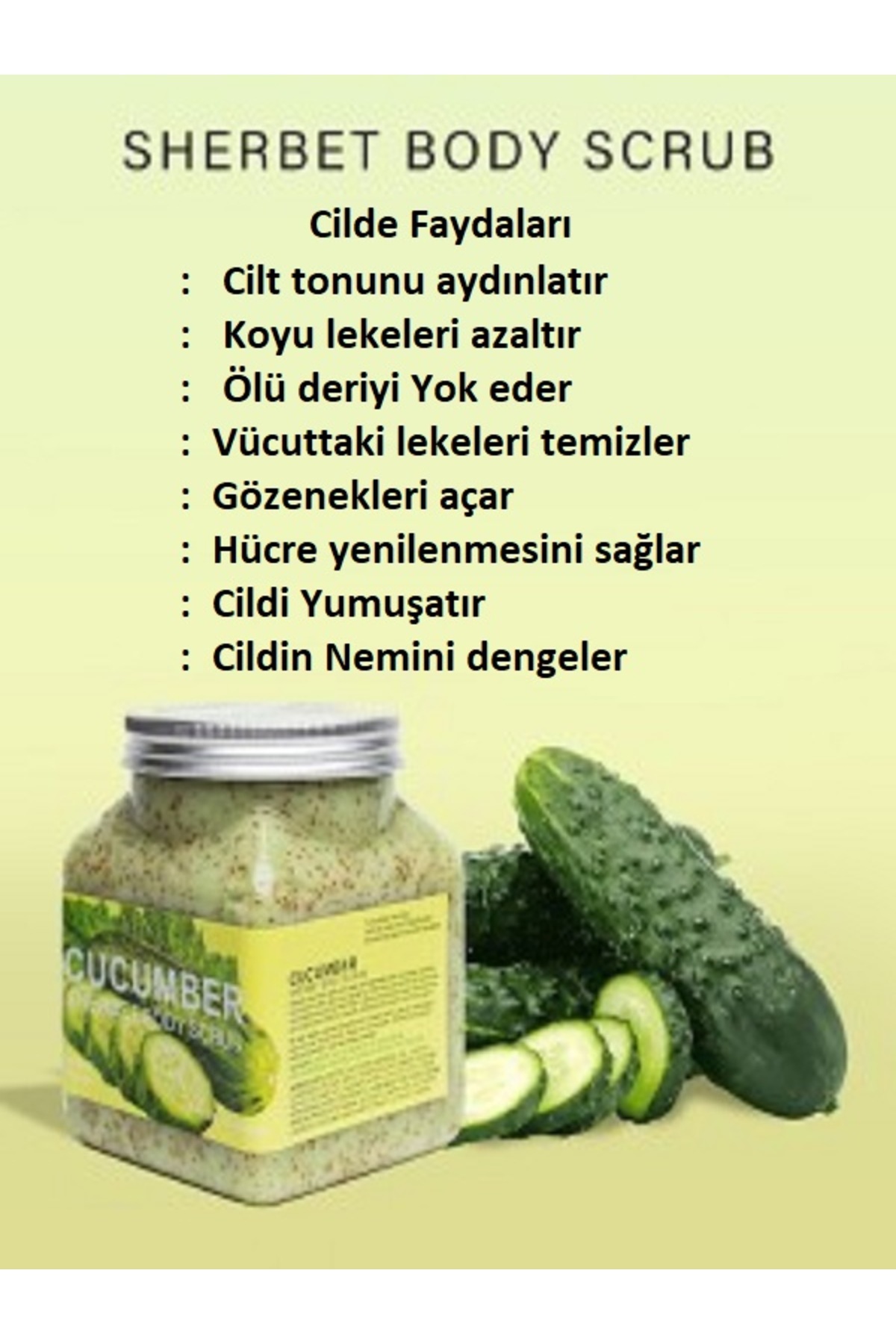 Vücut Peelingi, Yüz Peelingi Doğal Bitkisel Aromatik Salatalık Özü Ferahlatıcı, Cucumber Body Scrub — 4566451454ERFG — تصویر 7 از 7