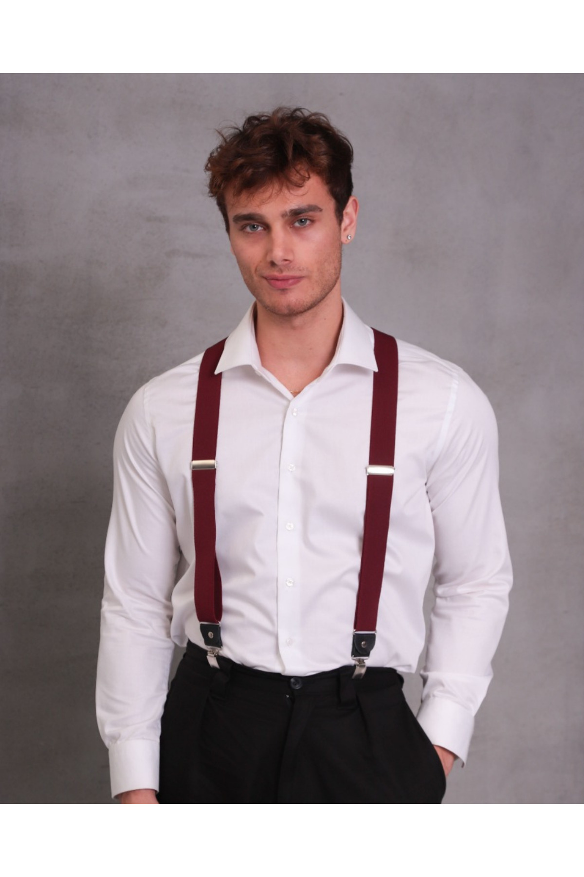Men's Burgundy Pants Strap