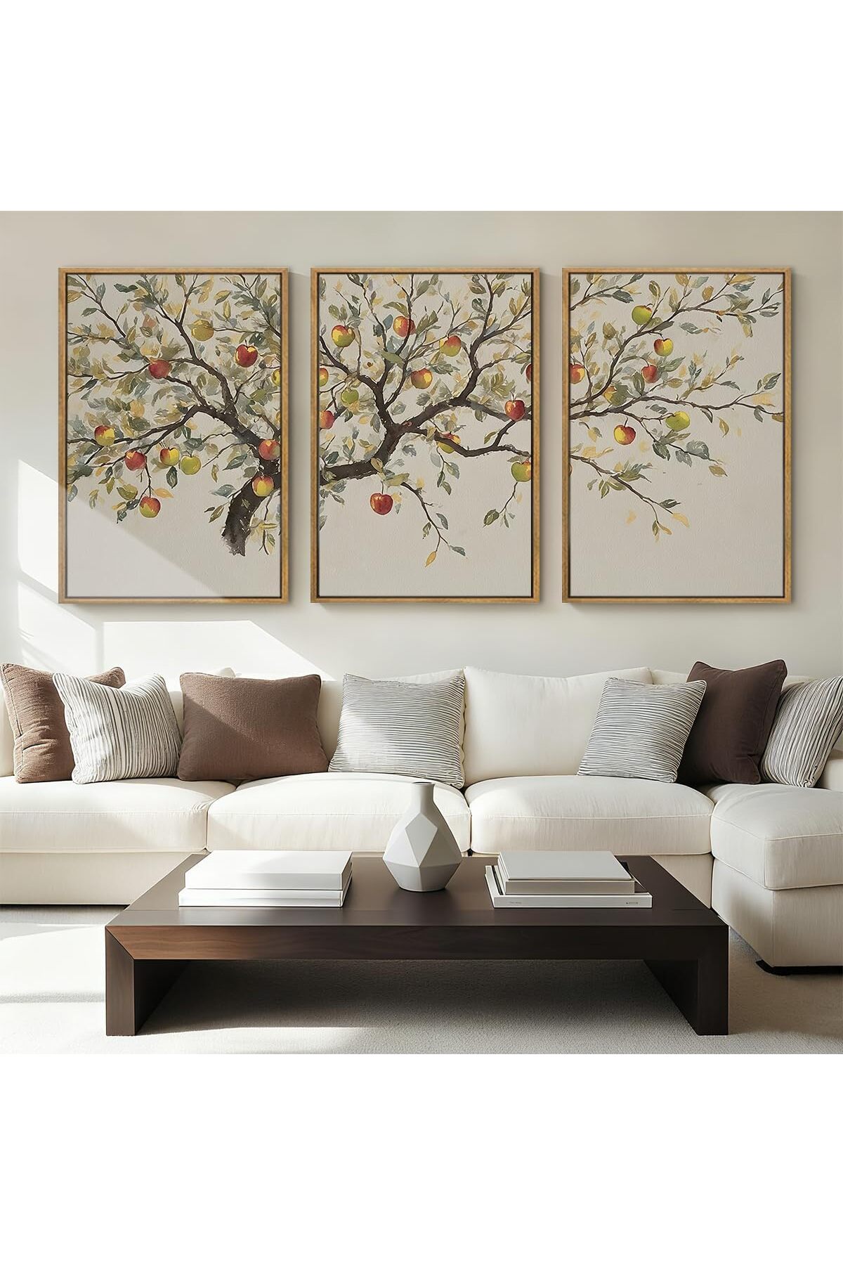 A set of neutral abstract wall panels, consisting...