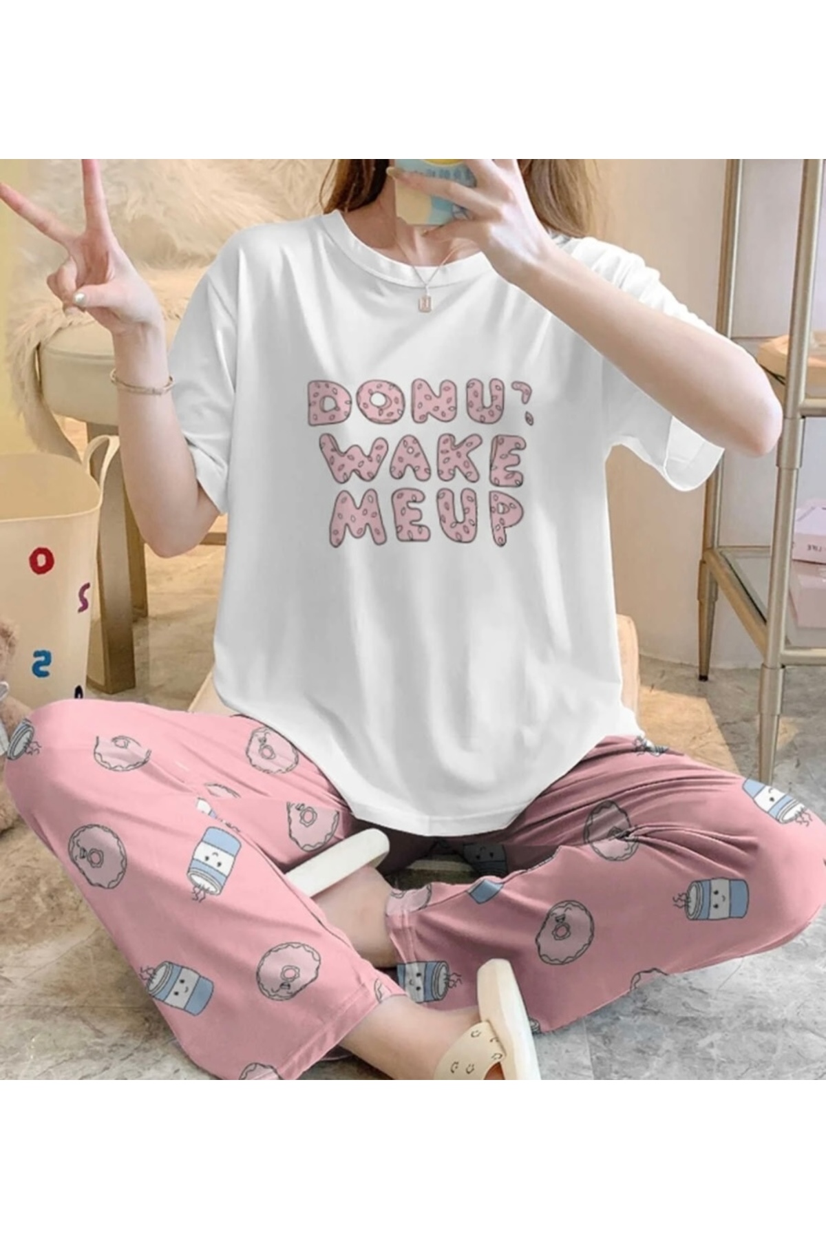 Silona Homewear Zezeyle Pink Donuts Short Sleeve Pajama Set