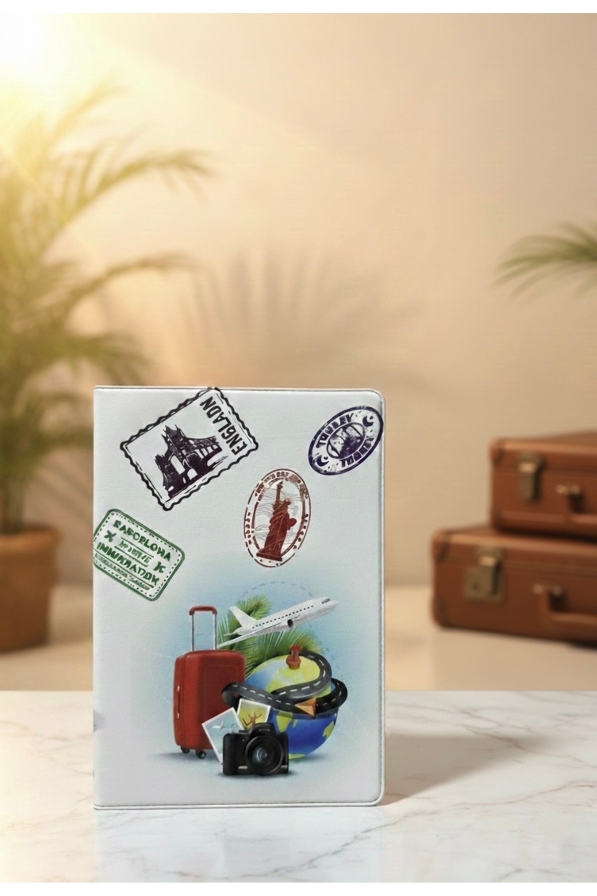Gempo Sevimli Desenli Pasaport Kılıfı ve Valiz Etiketi Seti, Su Geçirmez, Dayanıklı, Seyahat Dostu görsel 3