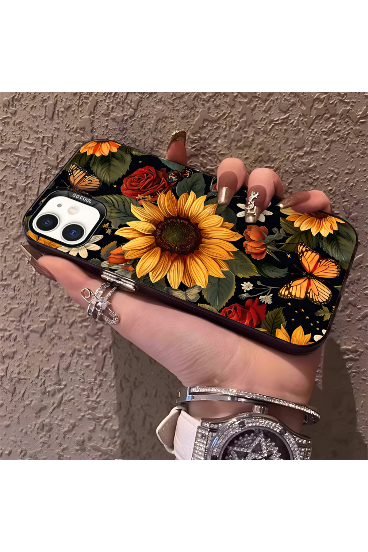 iPhone 12 Compatible Phone Case Camera protection Hard Back Anti Fall Fresh flowers