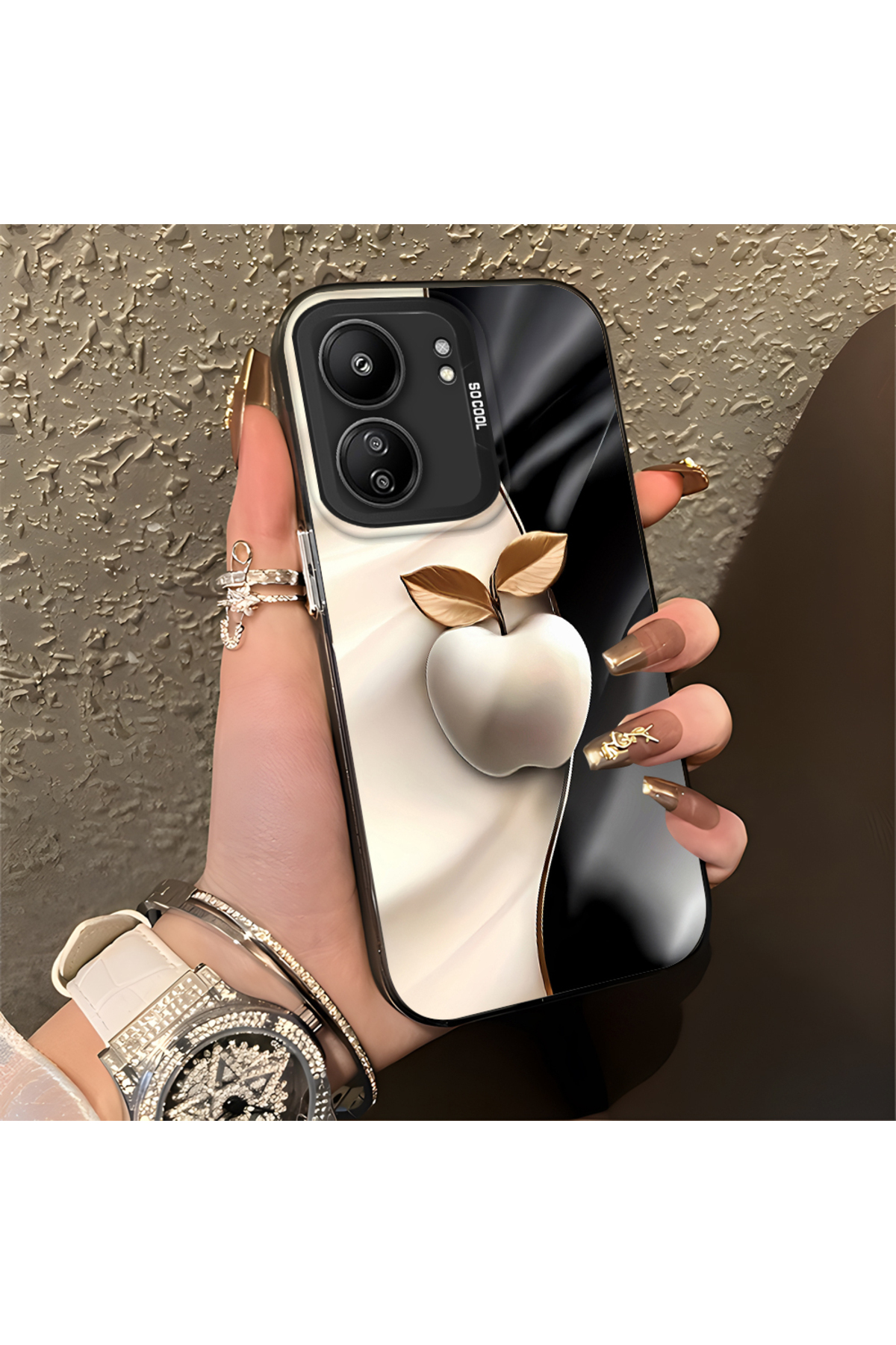 Xiaomi Redmi 13c Compatible Case Hard shell Anti Fall Phone Case Apple Pattern