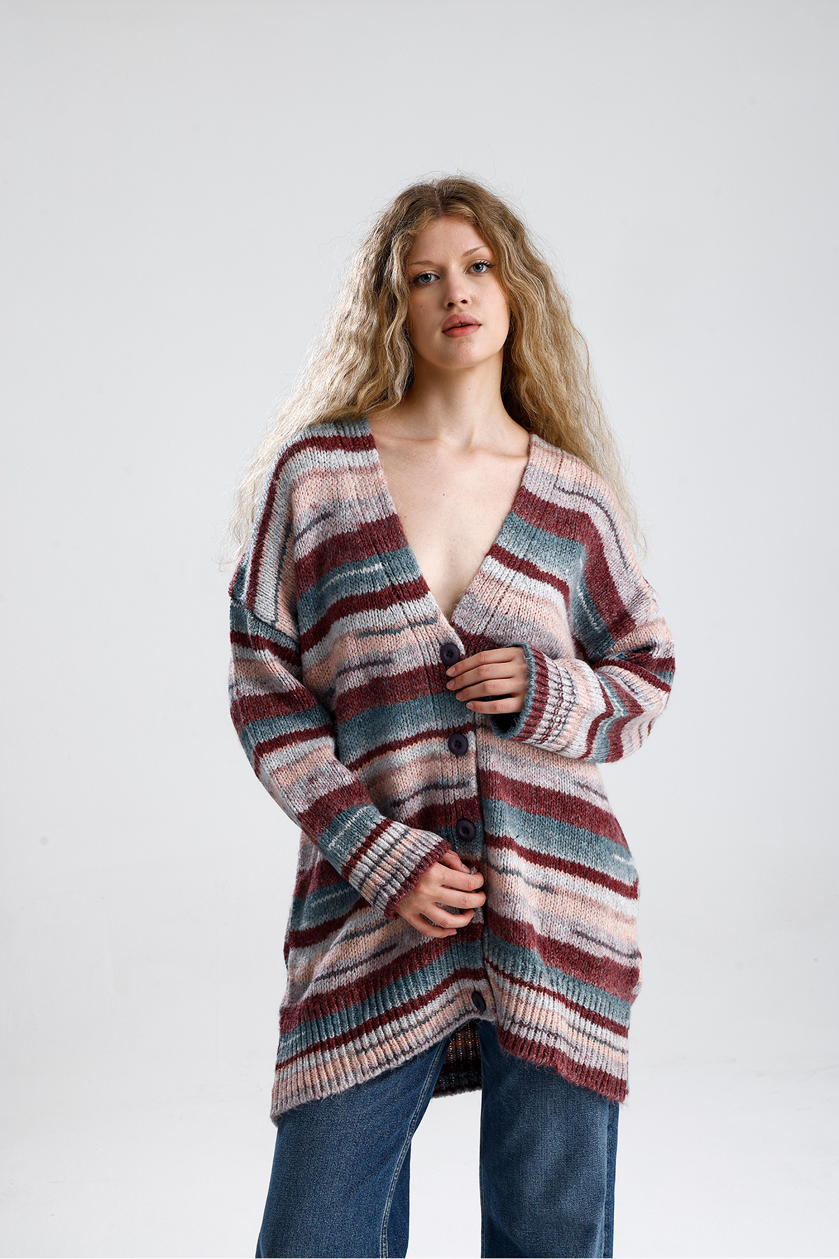Women's Cardigan with Toggle Long Button