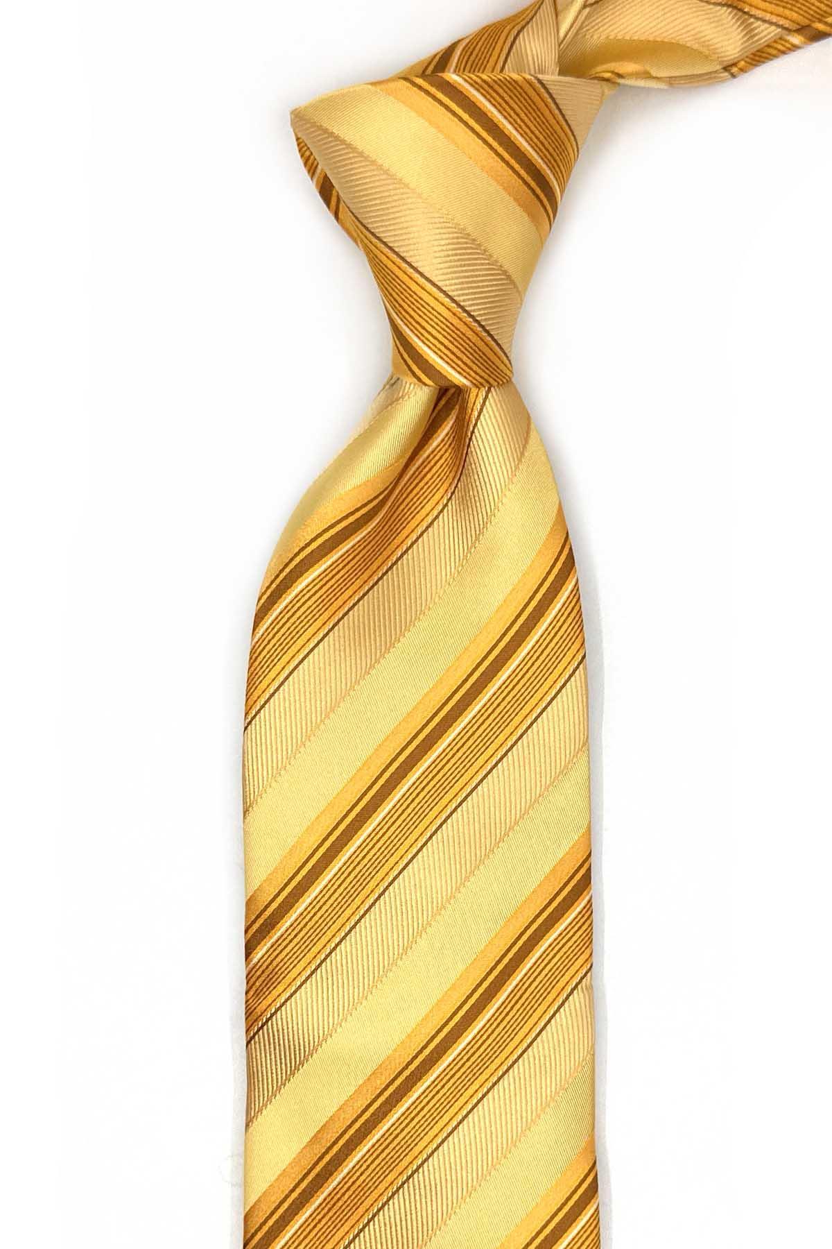  کراوات ابریشمی ایتالیایی زرد مدل Soveria مدل IK2151