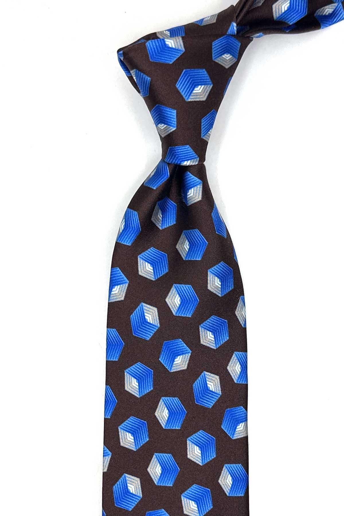  کراوات ابریشمی ایتالیایی قهوه‌ای مدل Acciani مدل IK2135