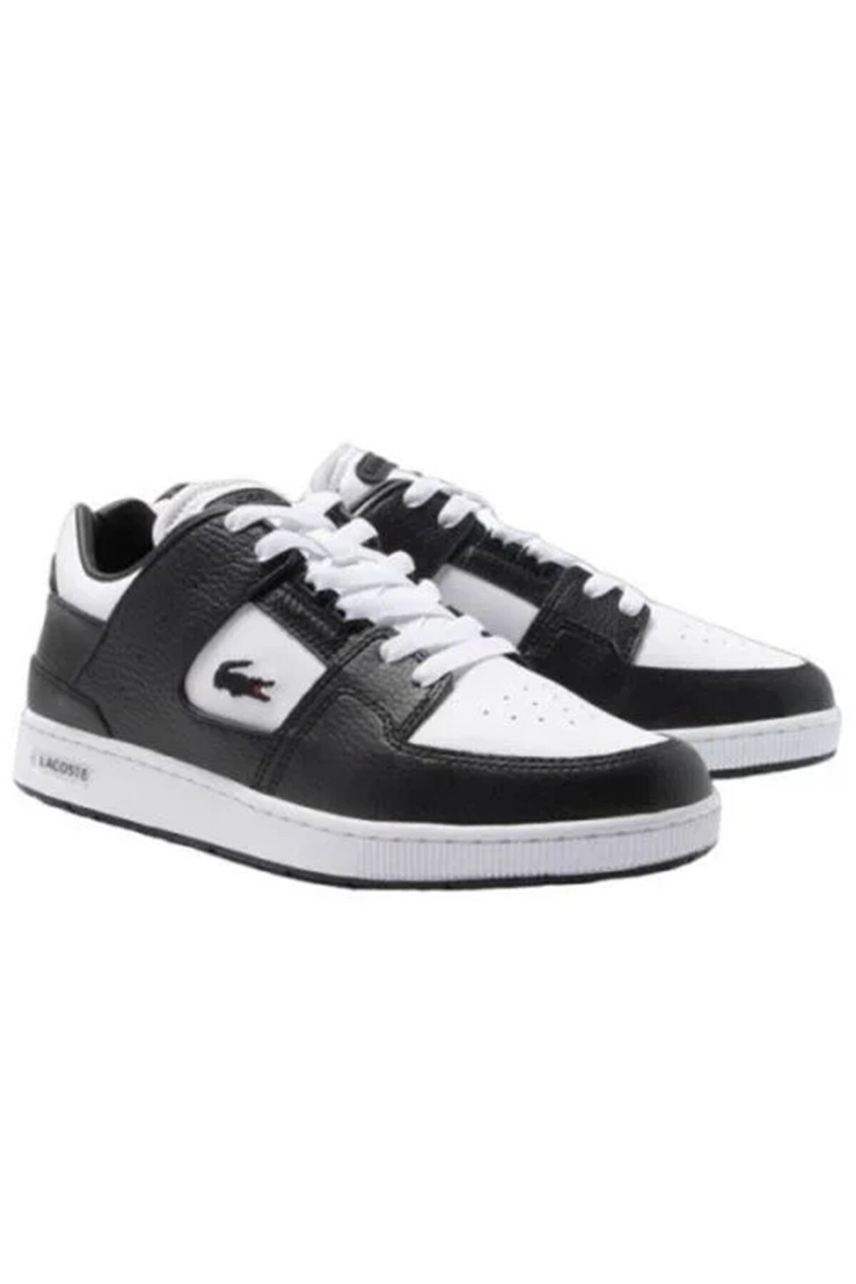 スカーレット　白黒 Lacoste Court Cage Leather Mens Sneaker Hakiki Deri Erkek Günlük