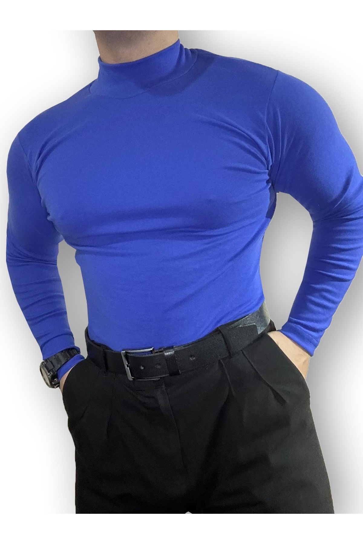 Ventuno Giyim Uzun Kollu Yarım Boğazlı Balıkçı Yaka Likralı Penye Badi Body