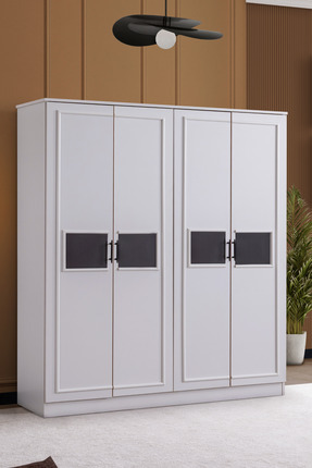 Setay Gardırop, Ada 4 Kapaklı Dolap - Beyaz