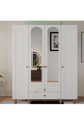 comiet Soprano ayaklı tasarım aynalı 4 kapak MDF Gardırop