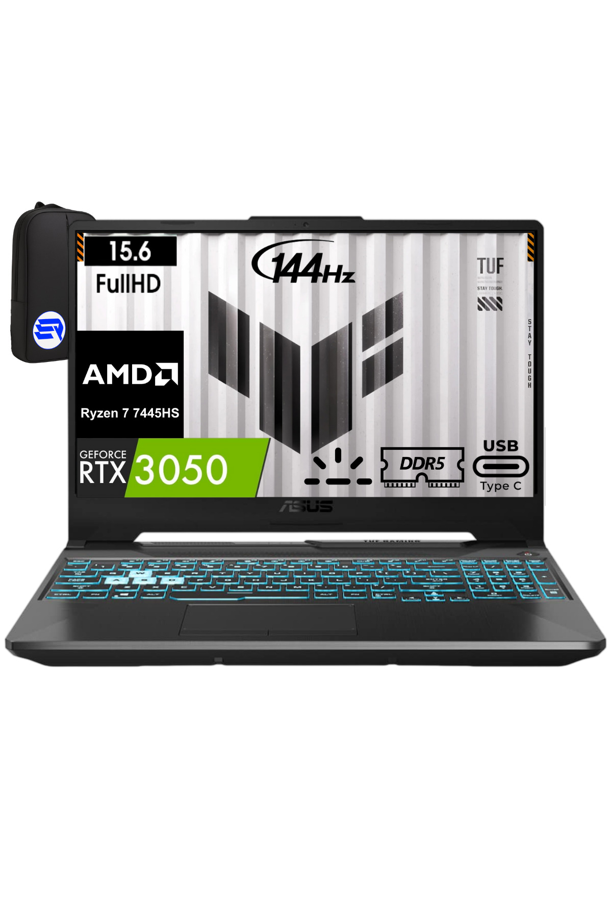 ASUS TUF A15 FA506NCG-HN265 Ryzen 7 7445HS 16 GB 512 GB SSD RTX3050 144Hz W11P 15.6" + ElektroPasaj Çnt İşlemci