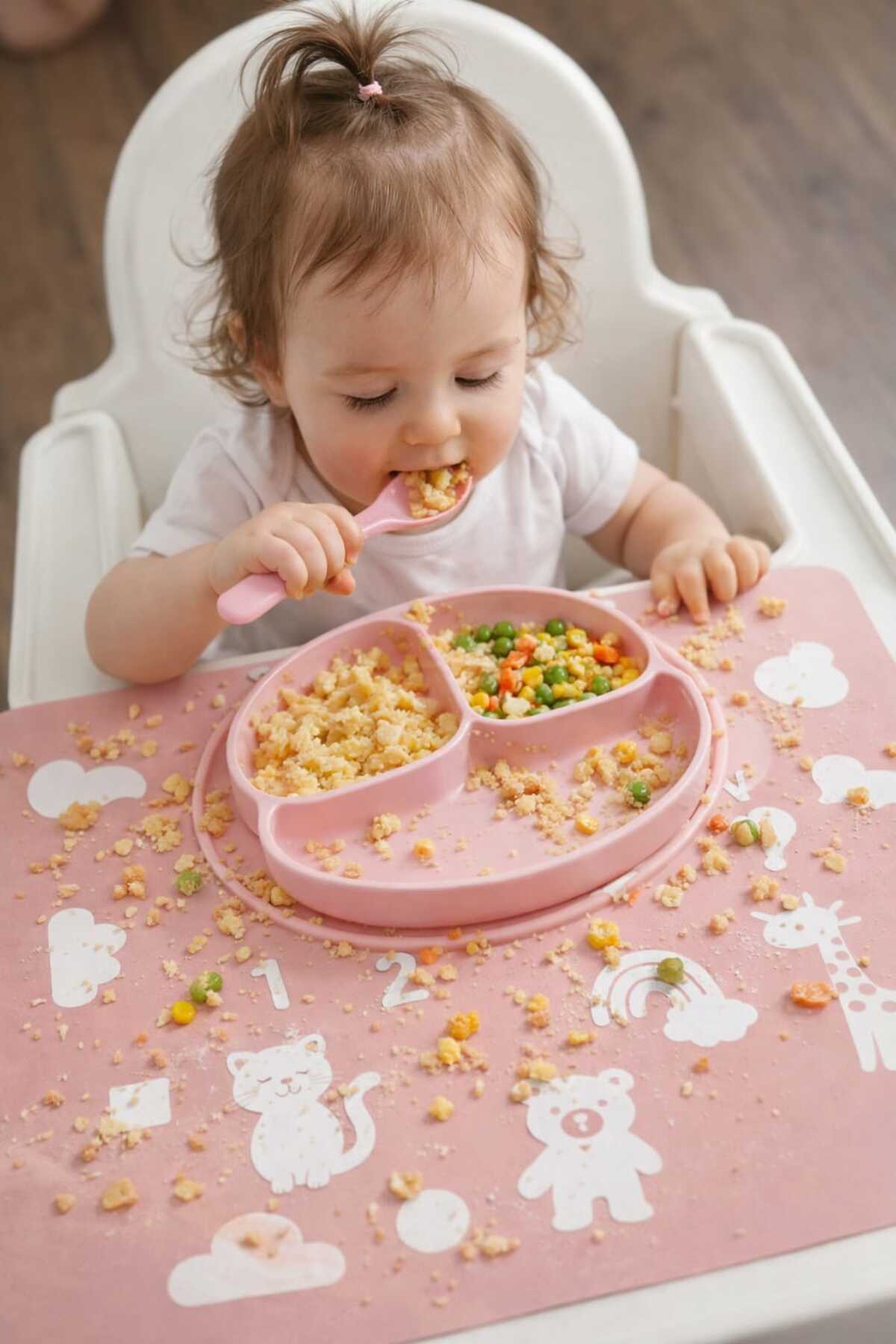 CKM silikon Çok Amaçlı Bebek Dökülme Önleyici Silikon Mama Matı 3’lü Set – Yıkanabilir & Kaymaz Pembe fotoğrafı 2 (önizleme)