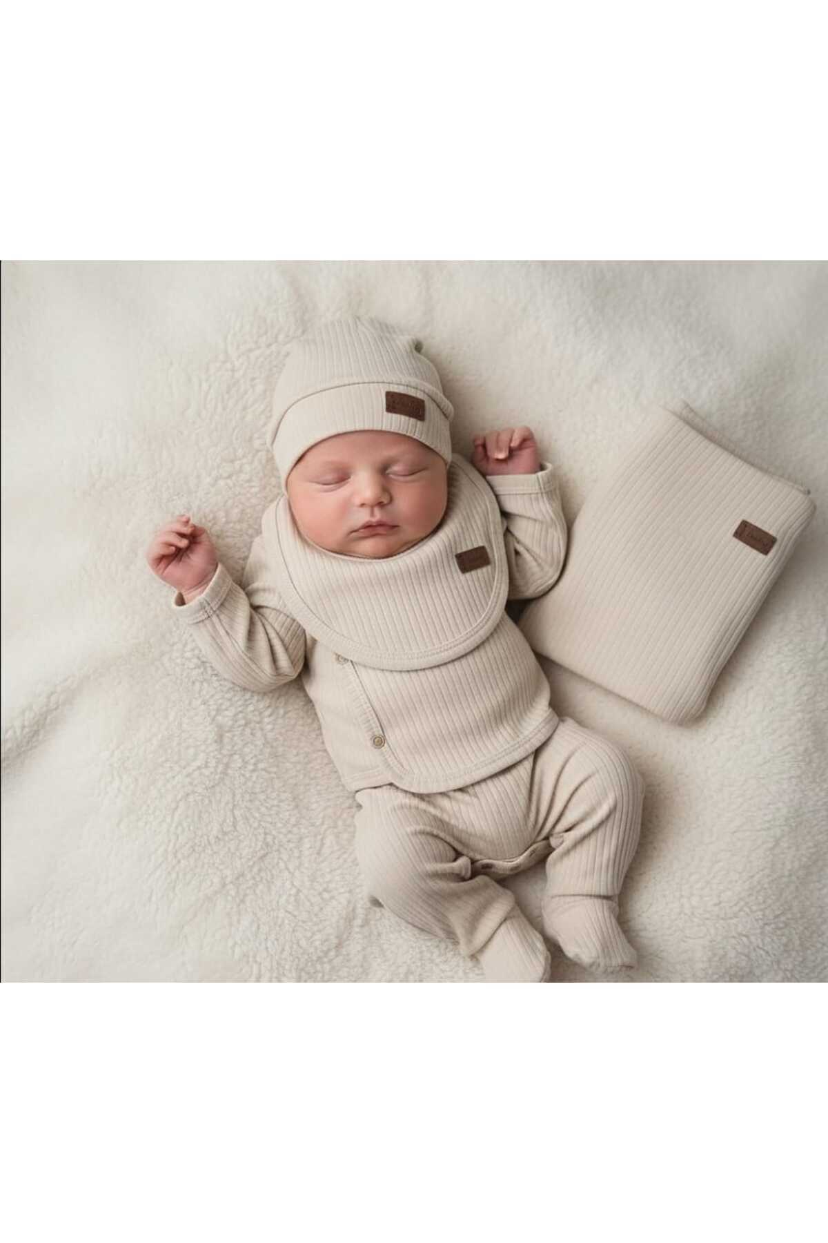 Kidzes Raporlu Kız&Erkek Bebek Yeni Doğan-Hastane Çıkışı 7'liSet (Battaniye Dahil) %100 Pamuk (KREM RENK) fotoğrafı 5 (önizleme)