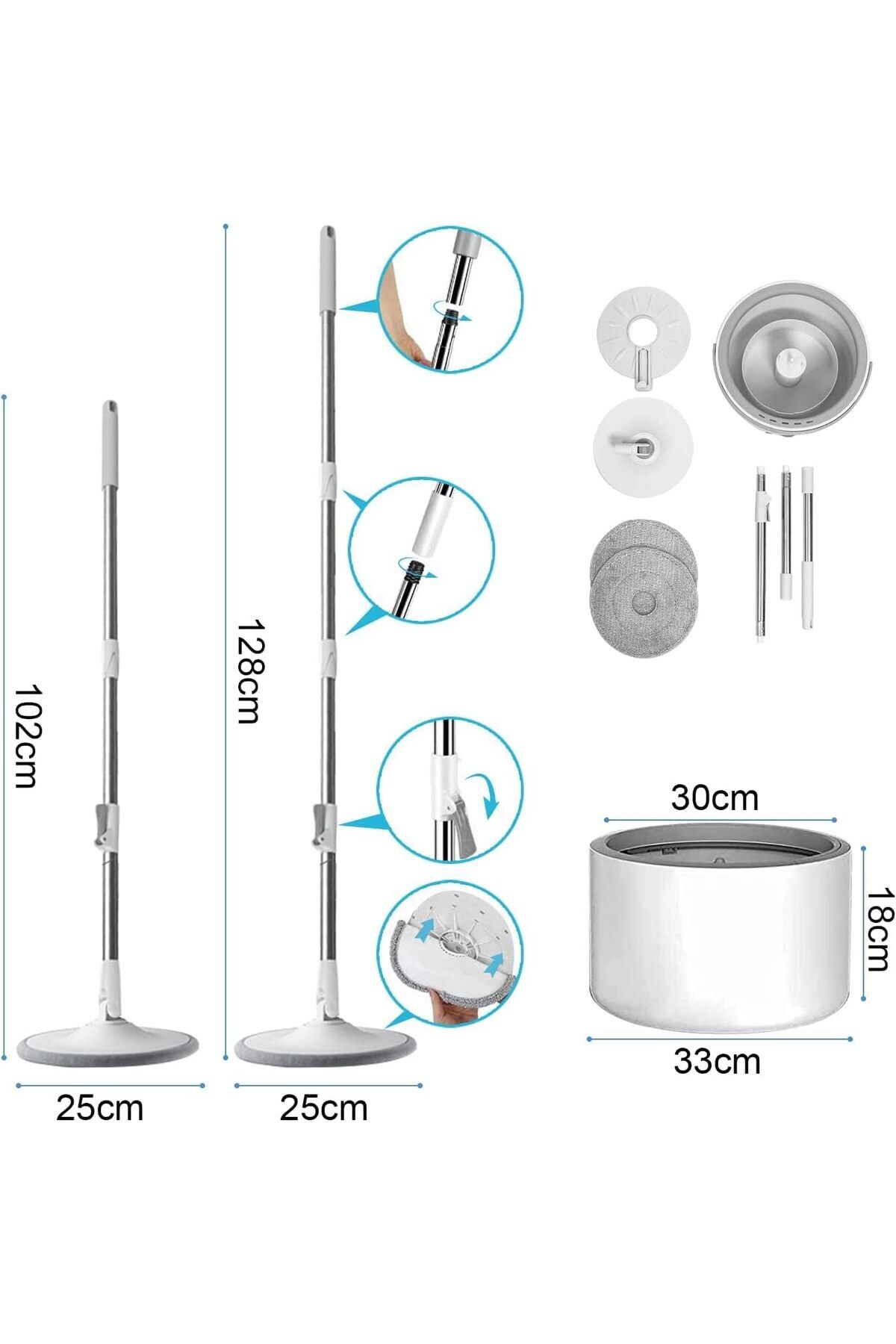 سطل وممسحة سبين 360 درجة بعزل الماء – تنظيف بدون عصر ومجهود أقل,دلو دائري مع 2 منشفة هدية 🎁