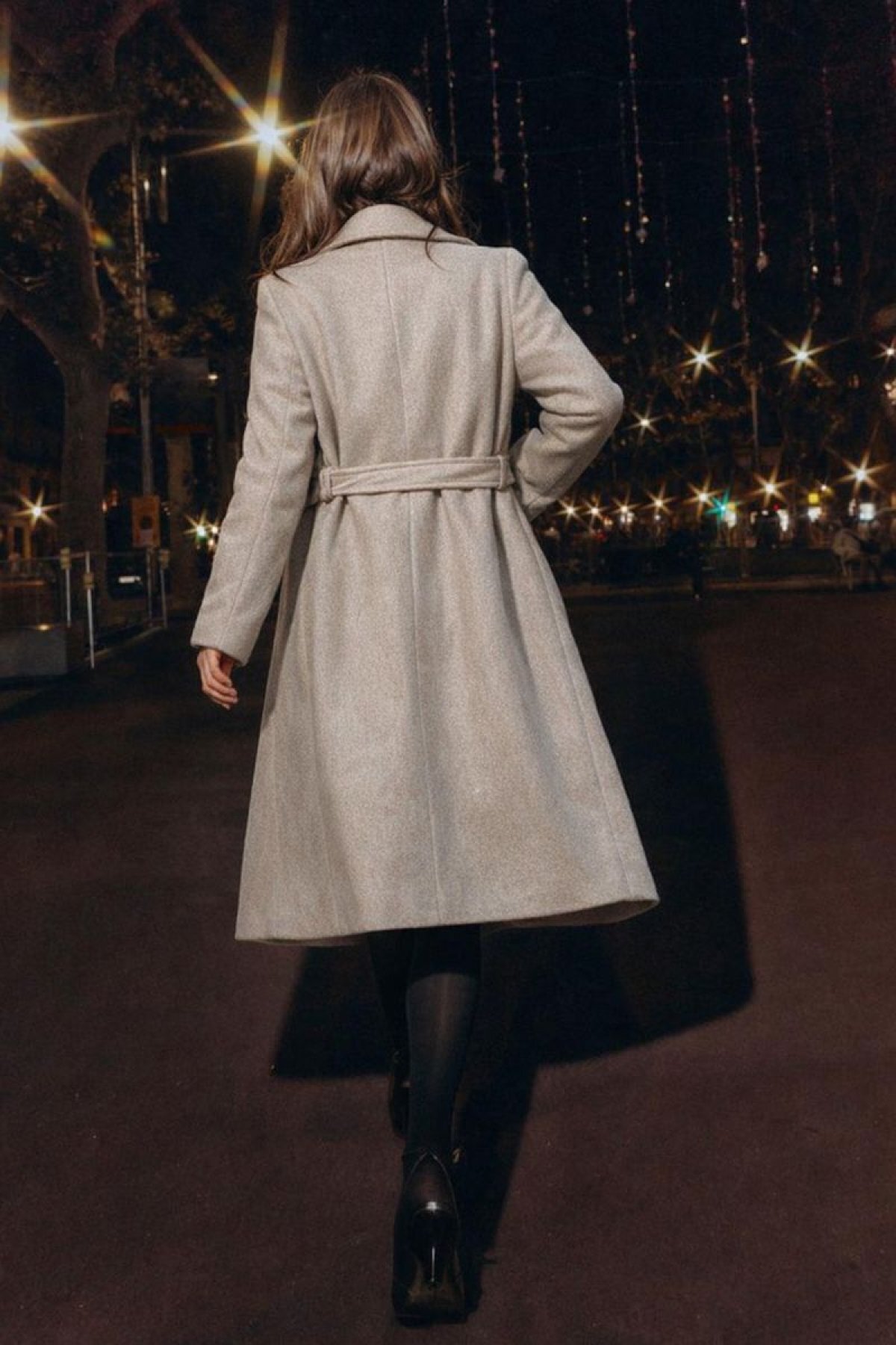 HAKKE  Kruvaze Yaka Kaşe Kaban - Görsel 3