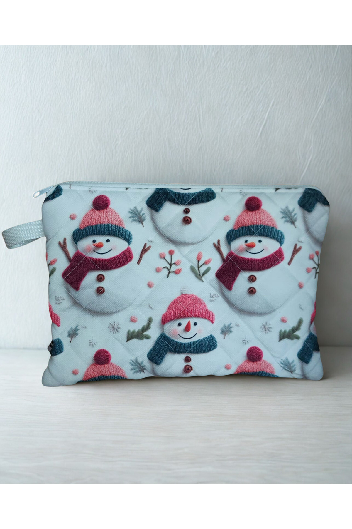ADUŞKA Home Kapitone Kitap Kılıfı / Tablet Çantası (29cmx22cm) (Kardan adam desenli) görsel 4