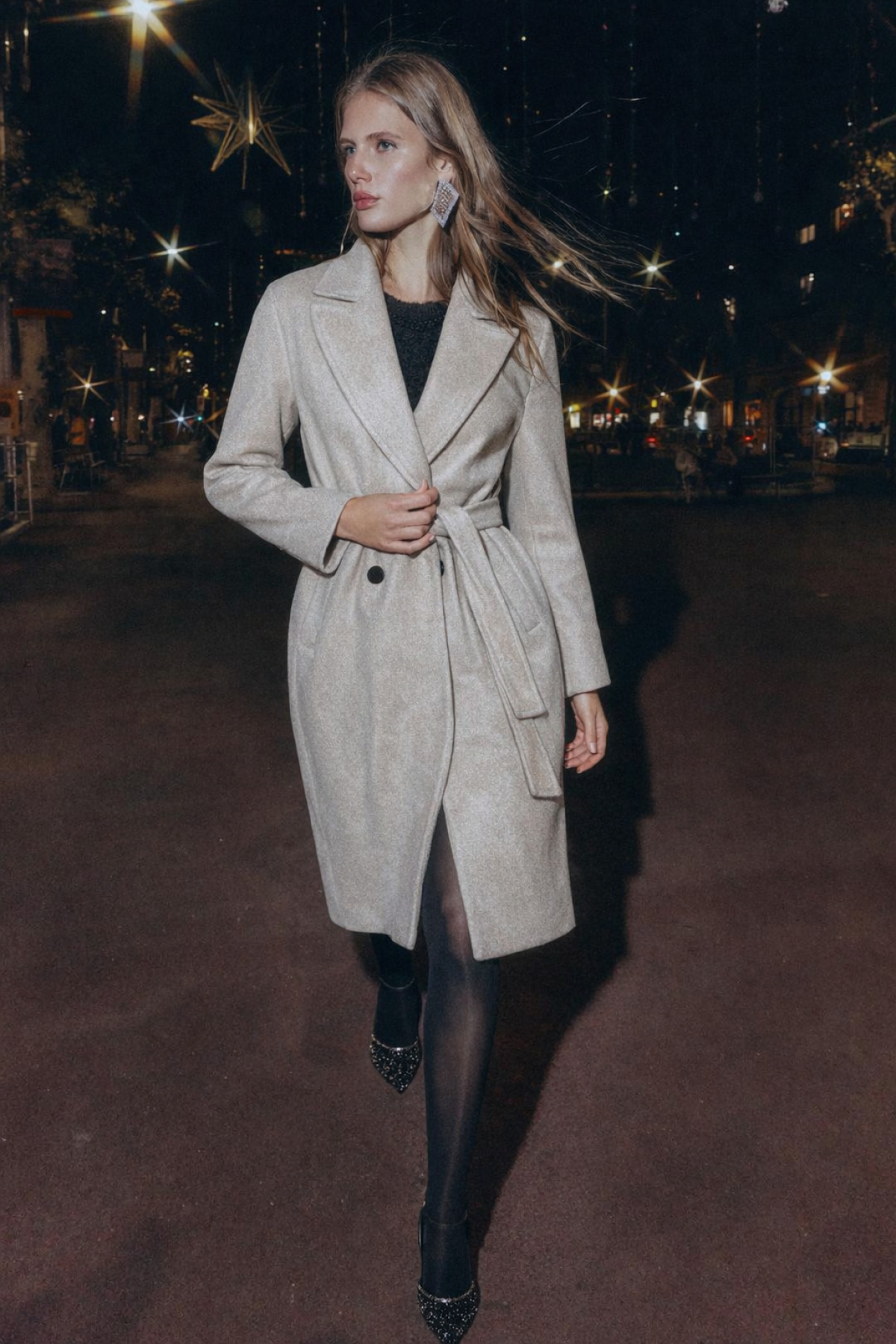 HAKKE  Kruvaze Yaka Kaşe Kaban