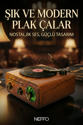 NEFFO Retro Nostaljik Ahşap Pikap & Bluetooth Hoparlör – Nostaljik Plak Çalar