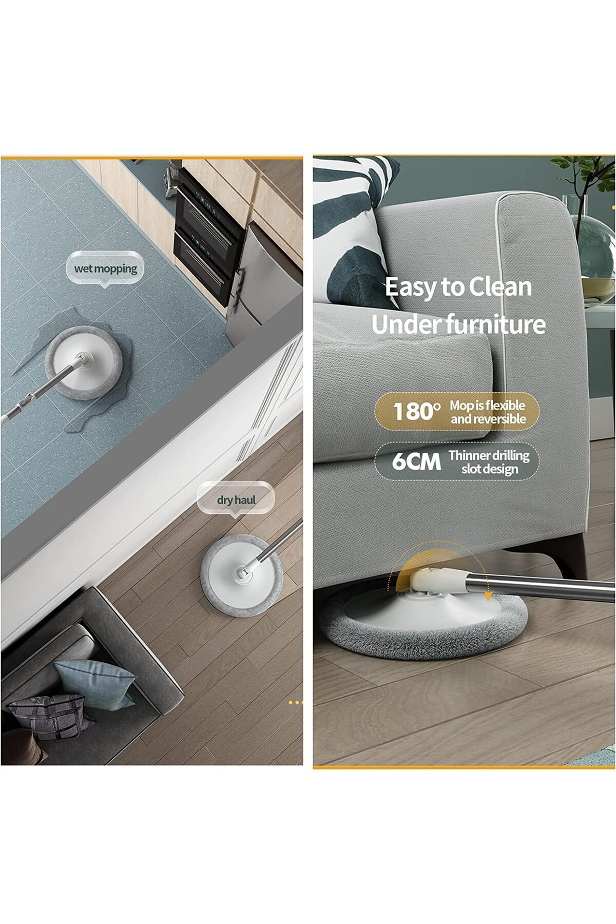 سطل وممسحة سبين 360 درجة بعزل الماء – تنظيف بدون عصر ومجهود أقل,دلو دائري مع 2 منشفة هدية 🎁