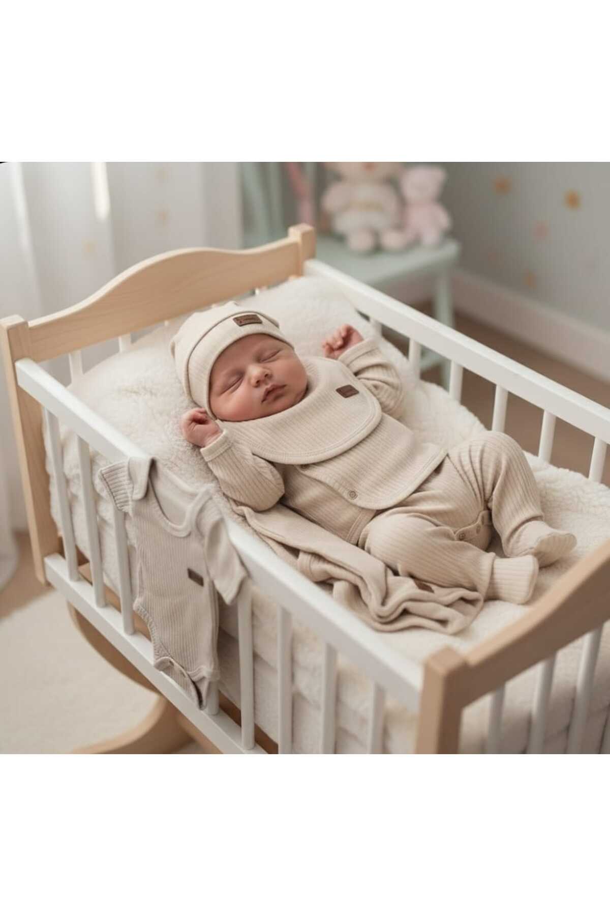 Kidzes Raporlu Kız&Erkek Bebek Yeni Doğan-Hastane Çıkışı 7'liSet (Battaniye Dahil) %100 Pamuk (KREM RENK) fotoğrafı 4 (önizleme)