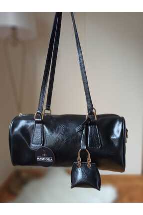 HAS MODA Kadın Baget Şık Tasarım Charm Detay El ve Omuz Çantası