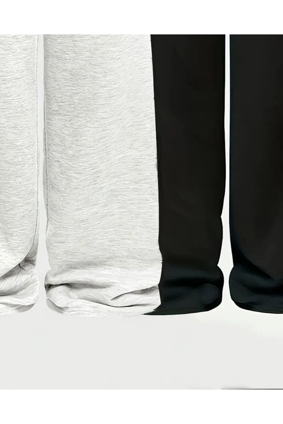 SULVERY  iki adet siyah gri rahat kalıp bol eşofman altı - Görsel 3