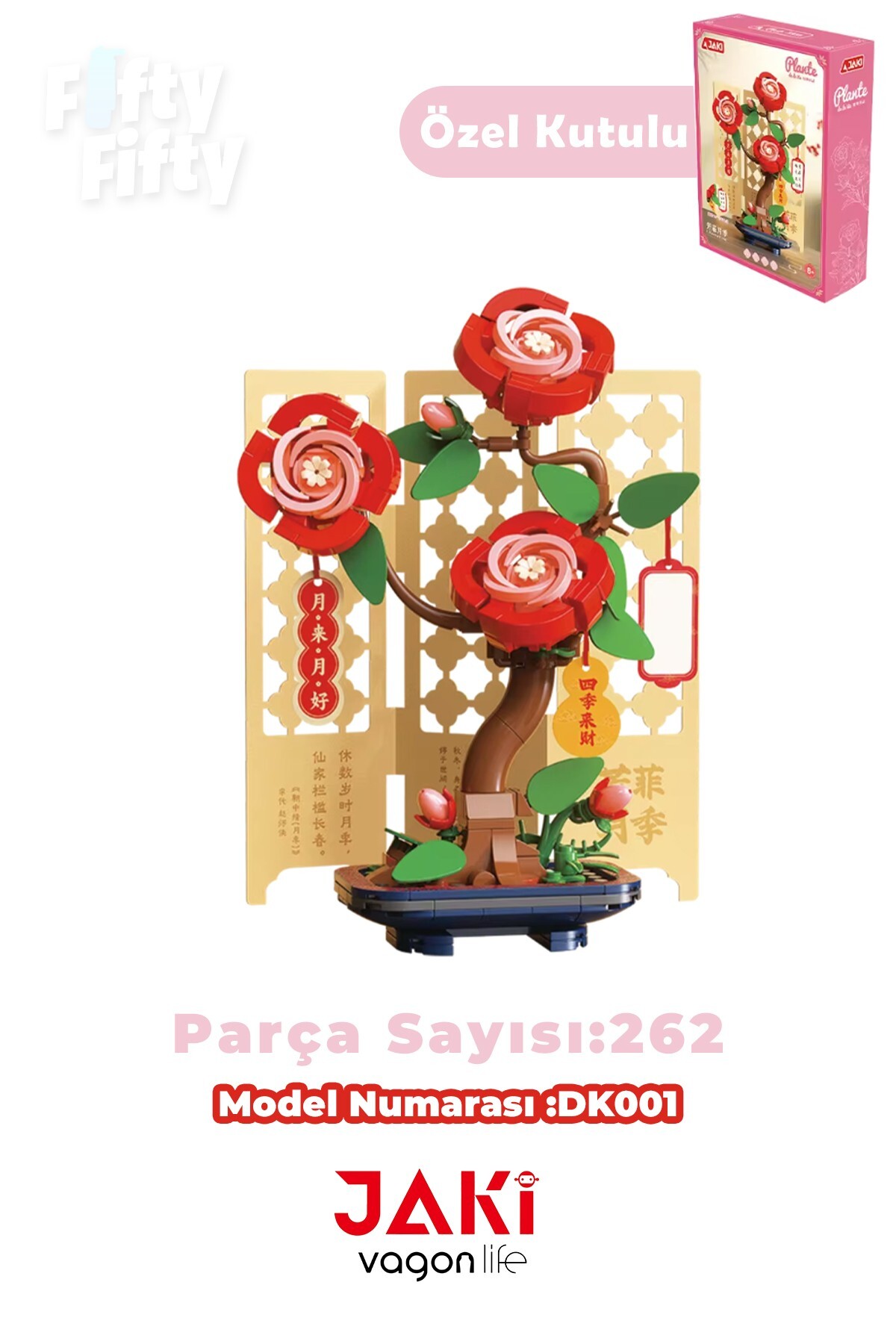 GARDENS LIFE 1, 2, 3 セット Vagonlife JAKİ Plante Serisi Gül Modeli 262 Parça Oyucak Yapım