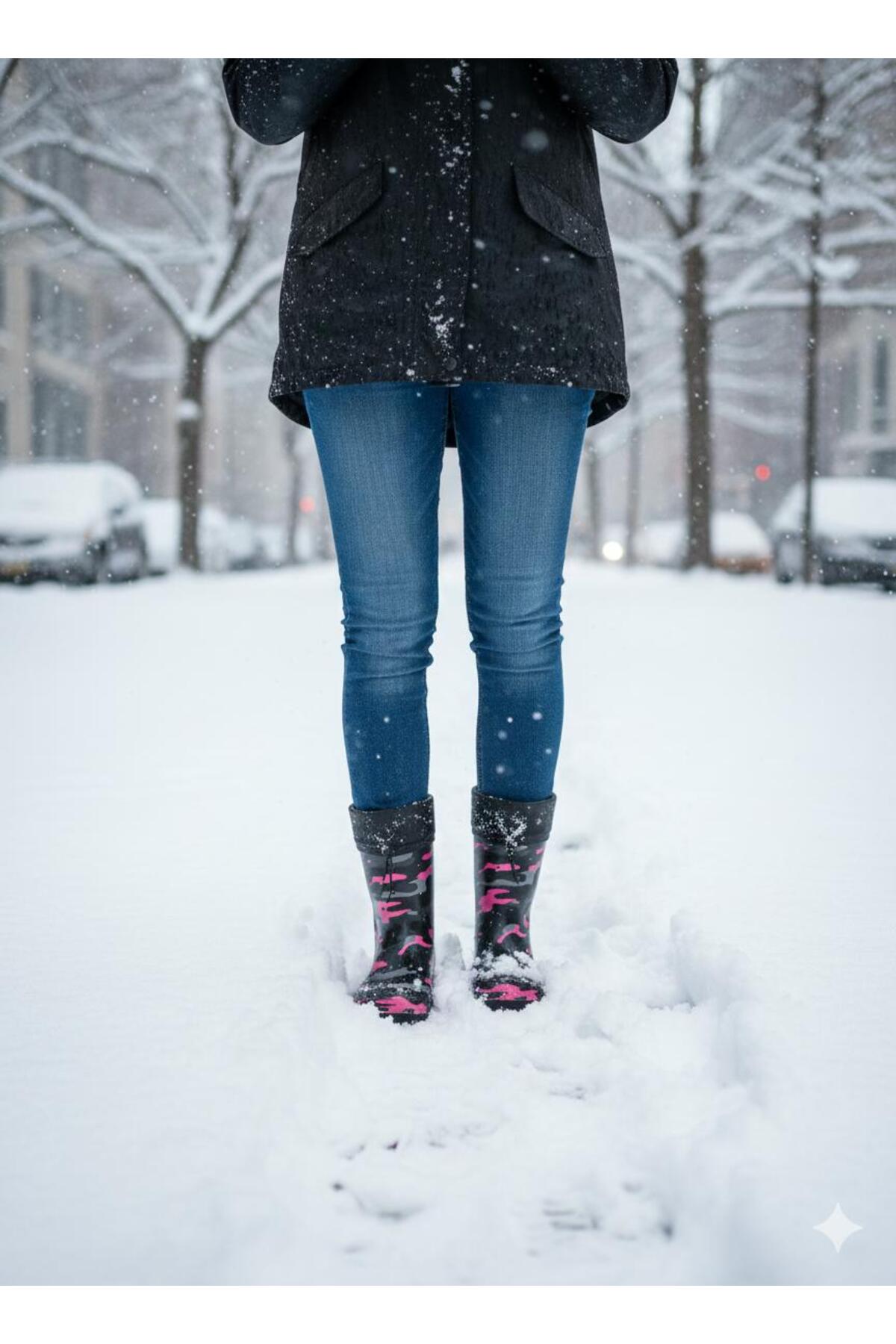 KRAL PLASTİK  Premium Su Geçirmez Yün Astarlı Yağmur ve Kar Çizmesi Kaymaz Taban - Görsel 8