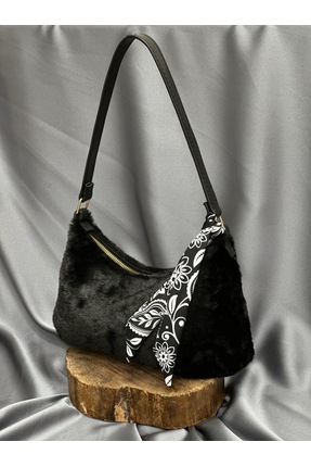 MİHRA STORE Kadın Çanta Diha Peluş Fular Detaylı Fermuarlı Kadın El Kol Ve Om...