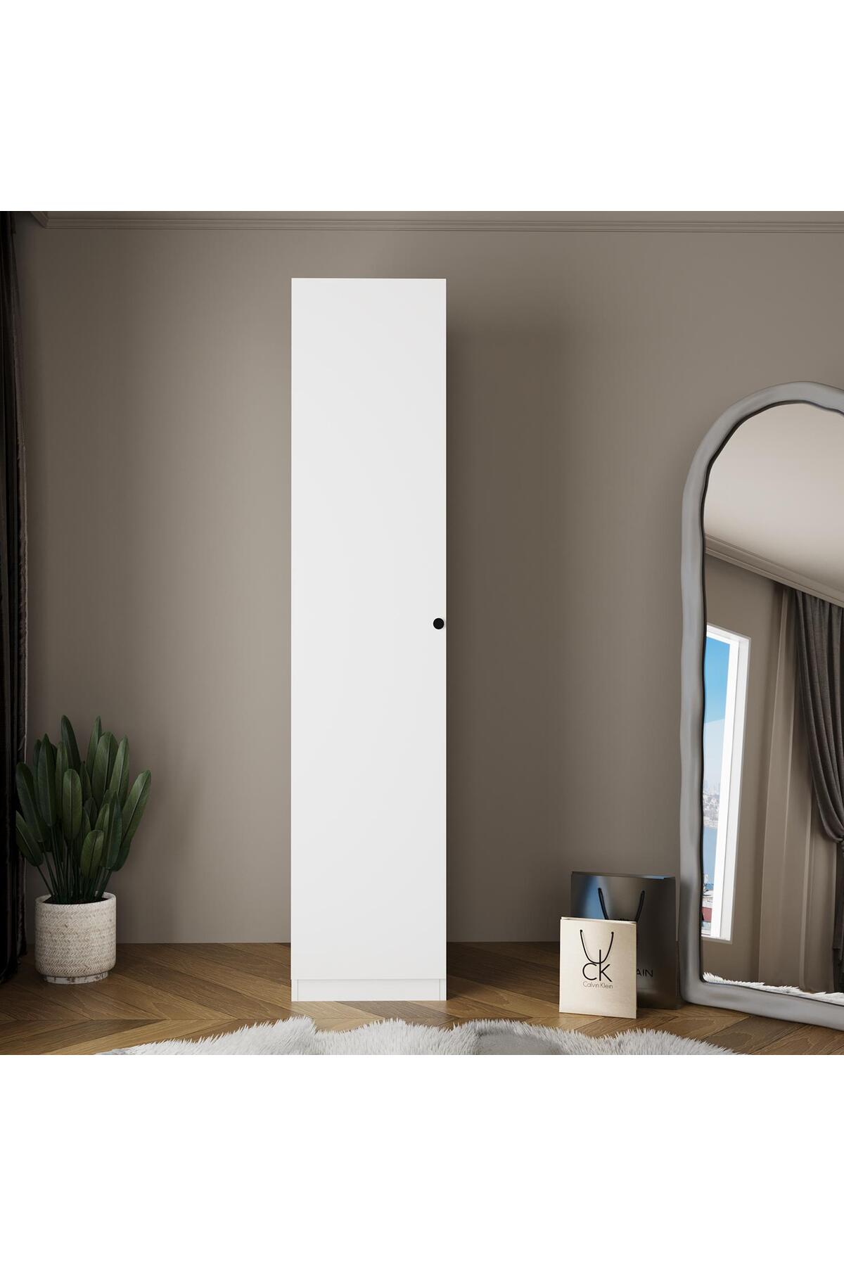 Bimossa KA2040 GOSS 45cm Tek Kapaklı Dar Raflı Gardırop, 5 Raflı