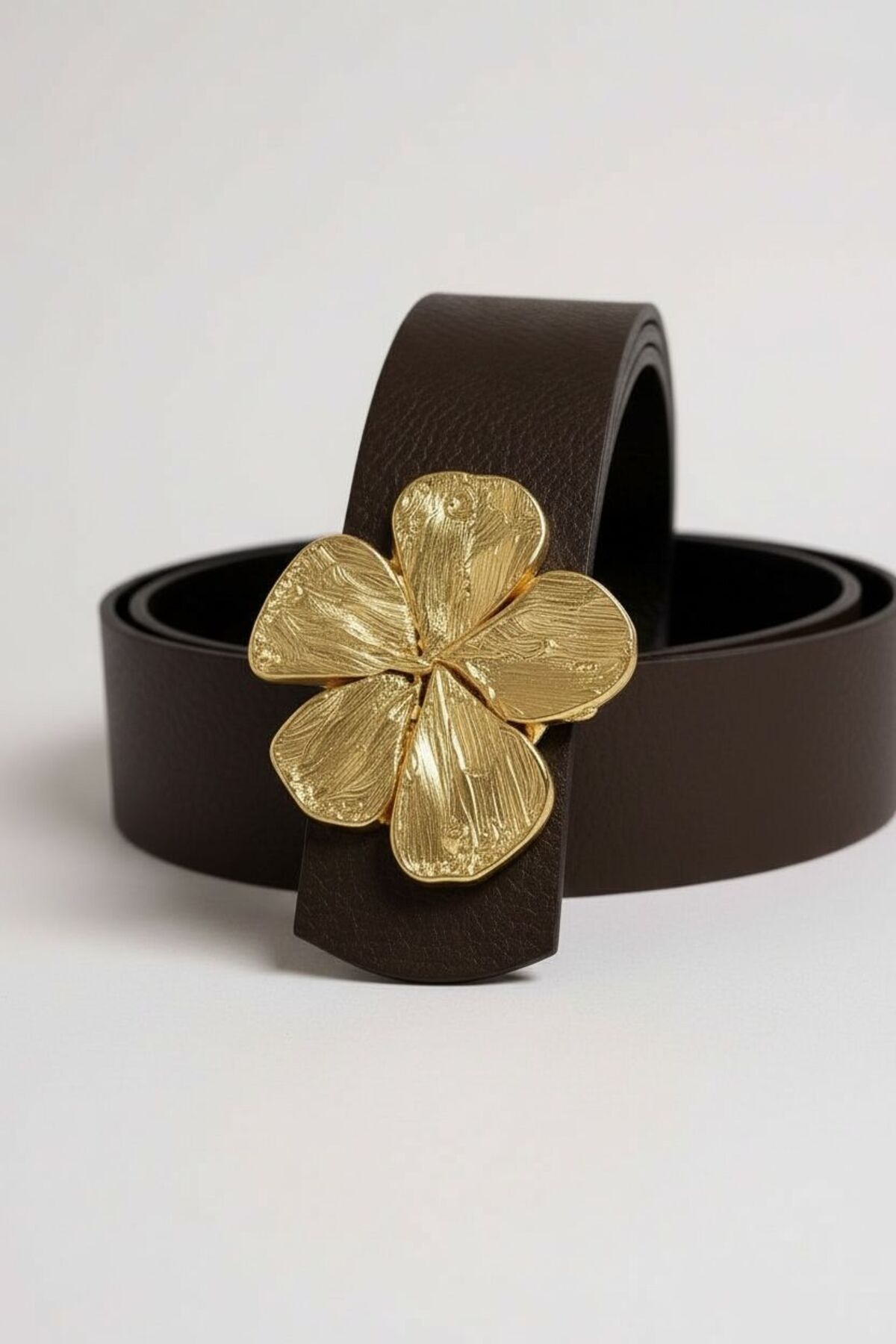 Women's Gold Buckle Bitter Coffee Belt