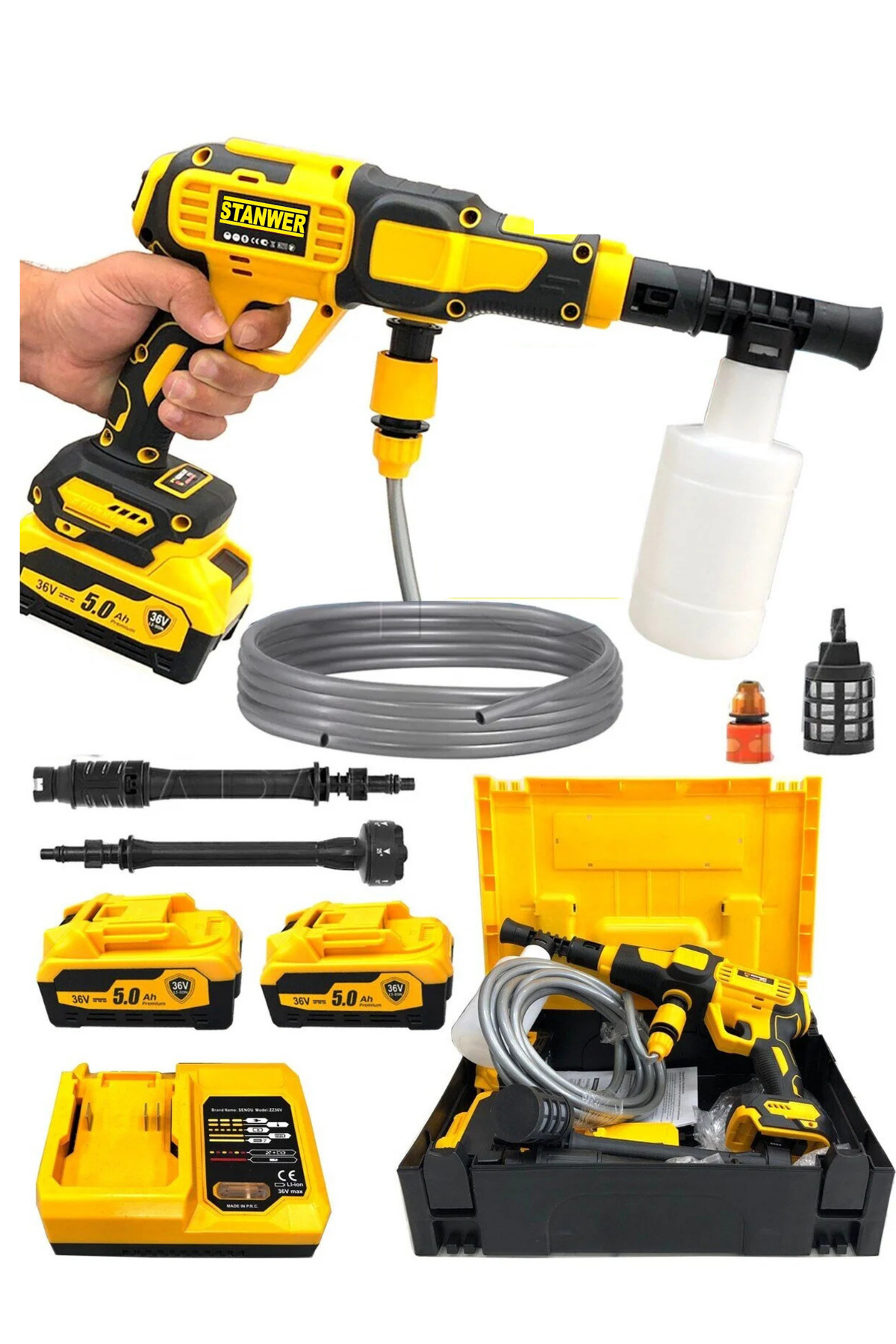 STANWER PRO BASINÇLI 36V AKÜLÜ ARABA YIKAMA MAKİNESİ KÖPÜK ATMA ÖZELLİKLİ